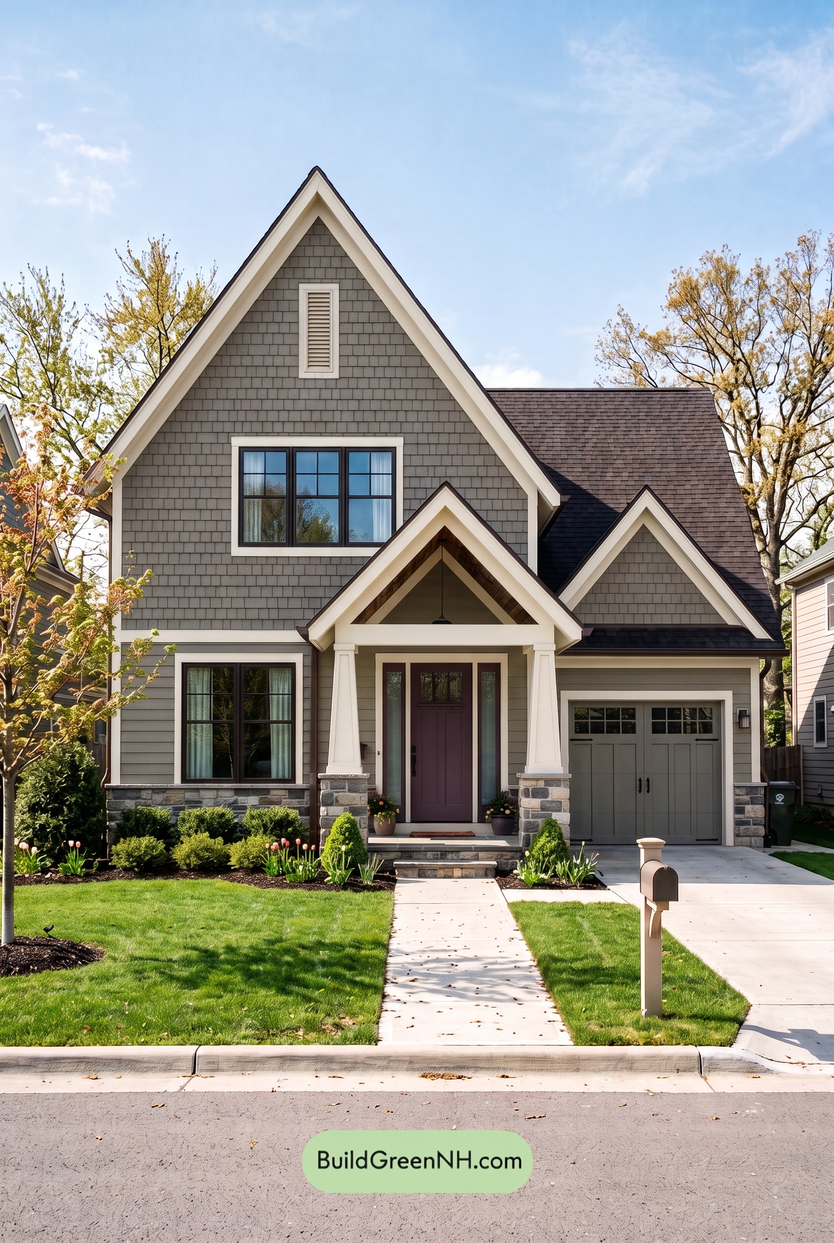 Exterior Color Scheme with Stone Accents: Ashen Copper Welcome