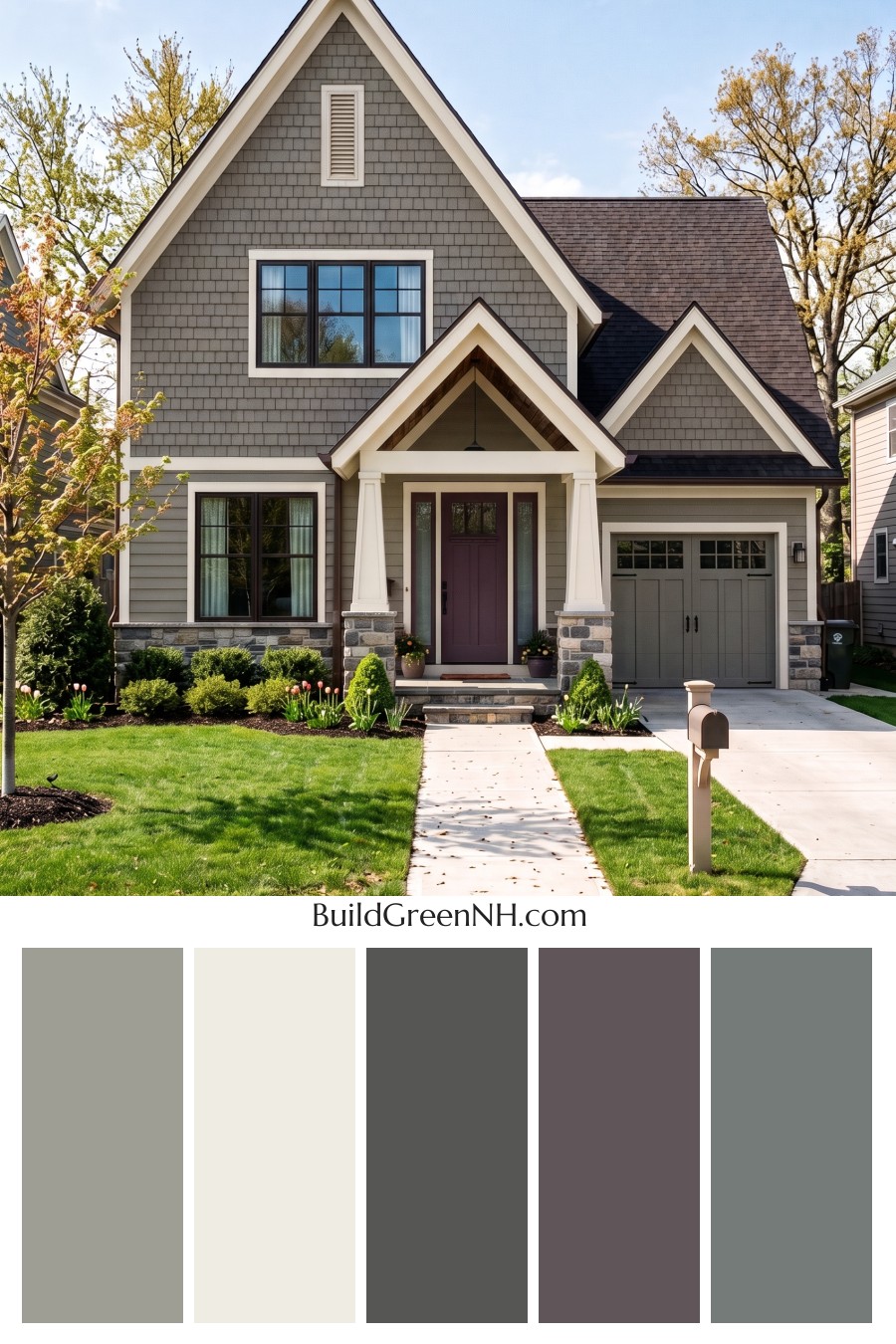 Exterior Color Scheme with Stone Accents: Ashen Copper Welcome