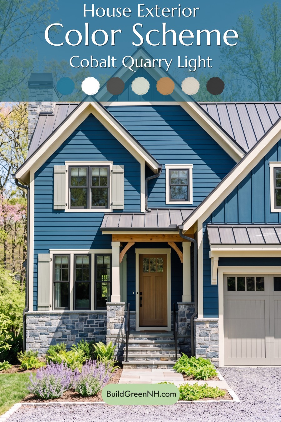Exterior Color Scheme with Stone Accents: Cobalt Quarry Light