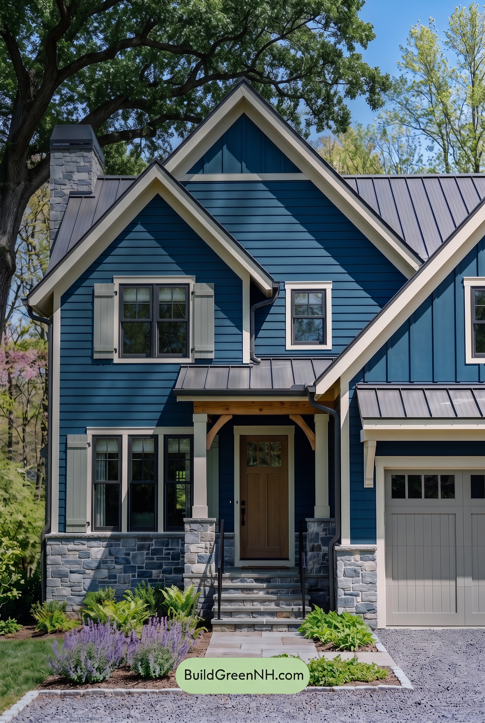 Exterior Color Scheme with Stone Accents: Cobalt Quarry Light - Shade