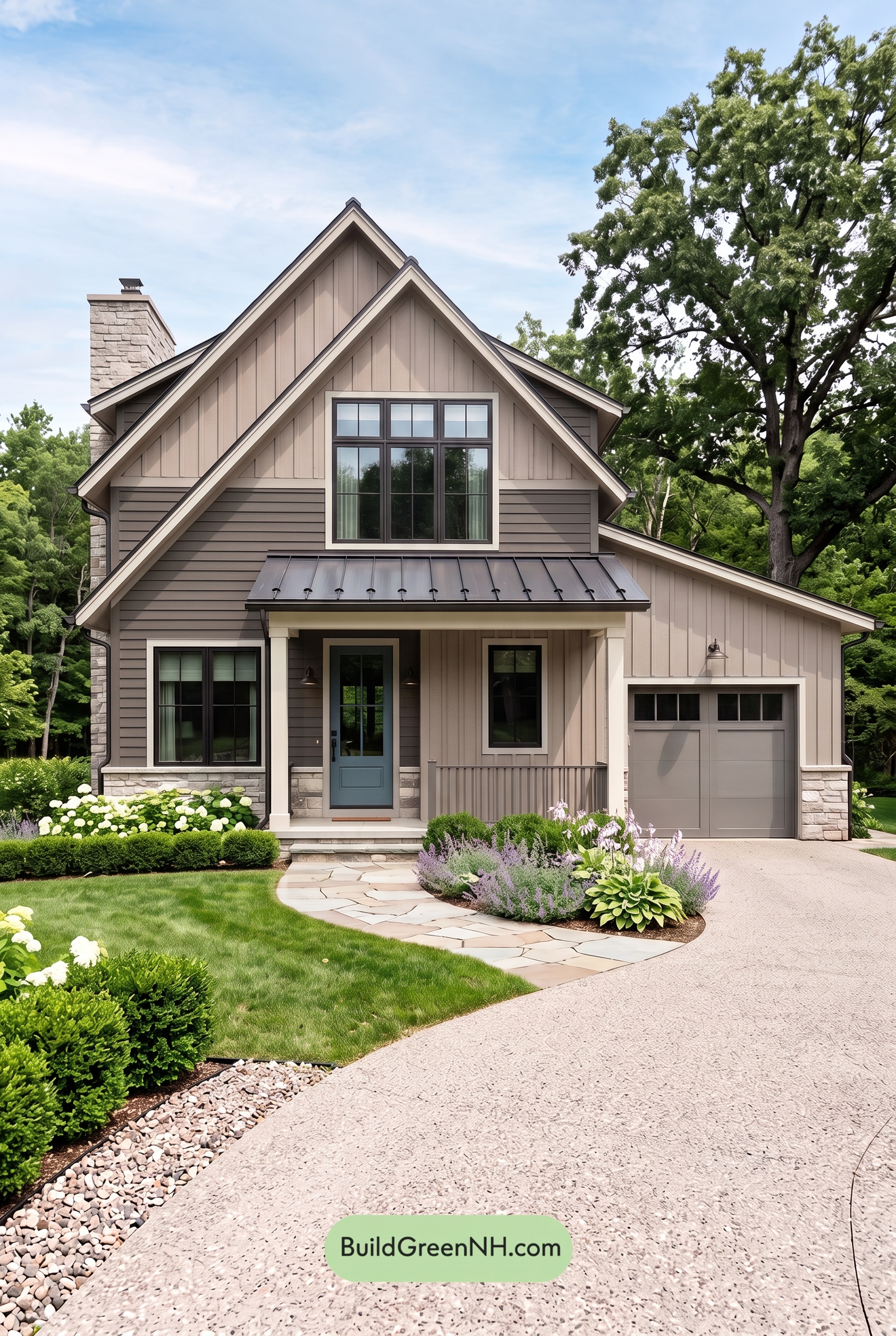 Exterior Color Scheme with Stone Accents: Cocoa Gable Rhythm