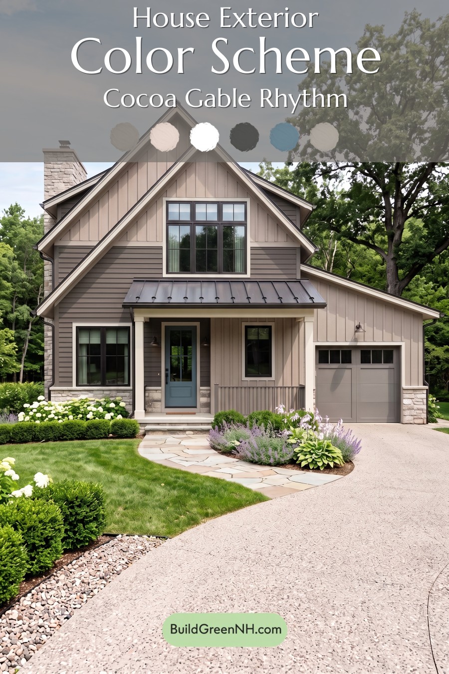 Exterior Color Scheme with Stone Accents: Cocoa Gable Rhythm