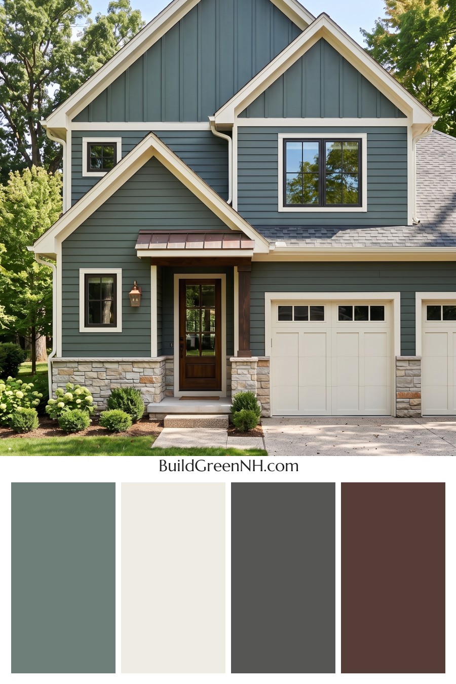 Exterior Color Scheme with Stone Accents: Evergreen Copper Welcome