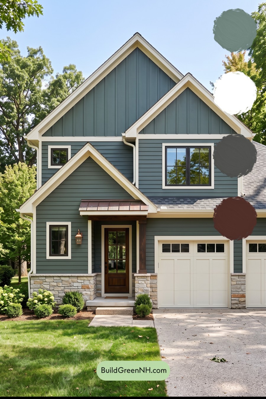 Exterior Color Scheme with Stone Accents: Evergreen Copper Welcome