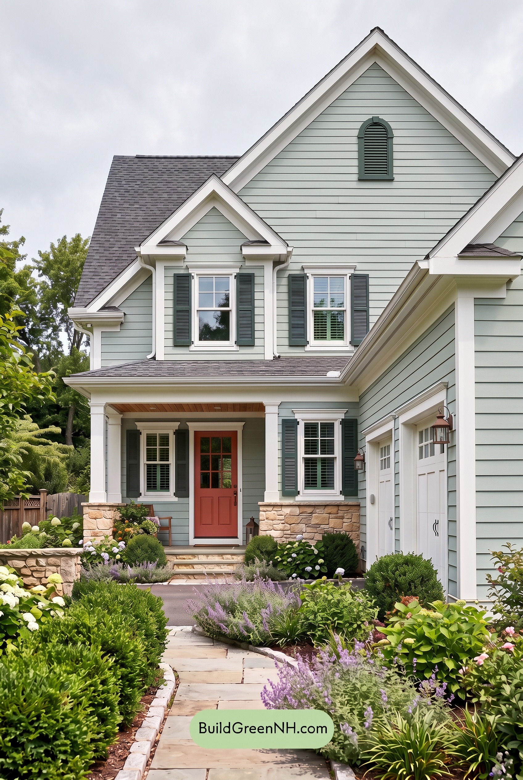 Exterior Color Scheme with Stone Accents: Juniper Porchlight - Overcast