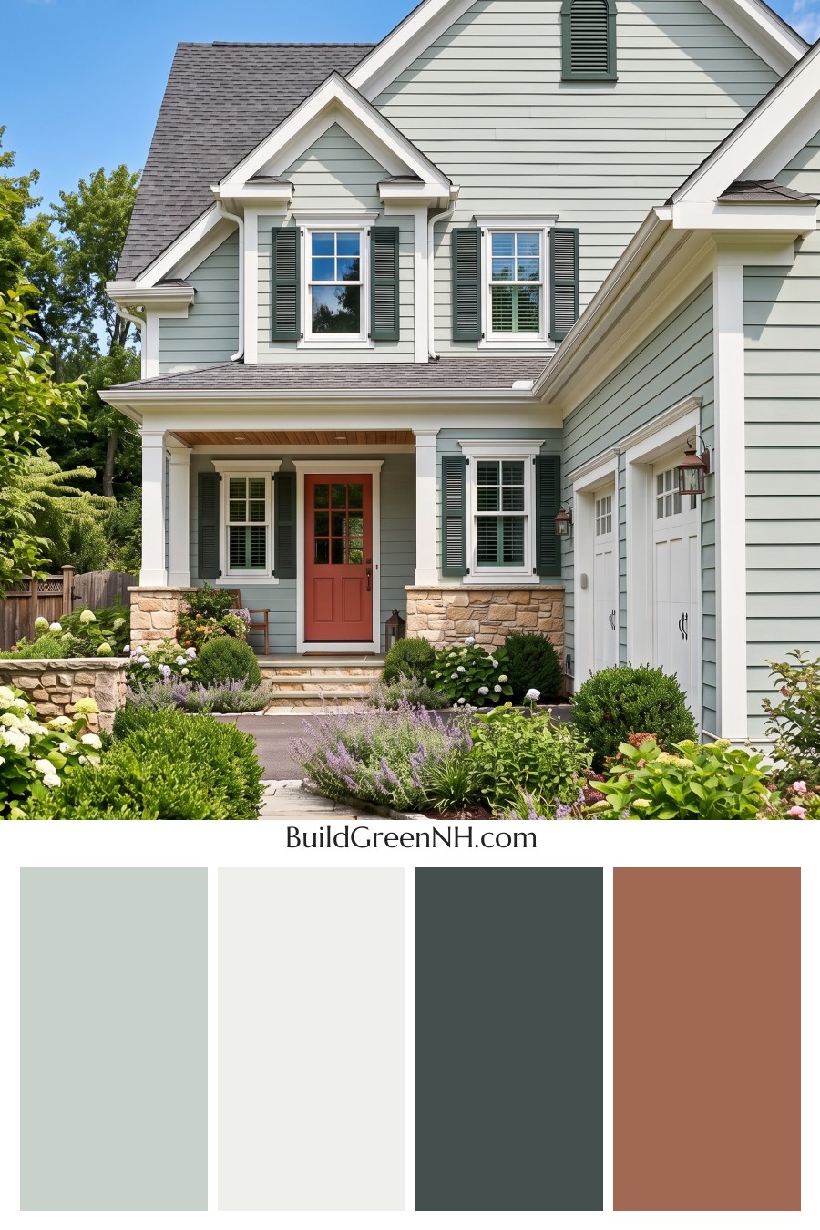 Exterior Color Scheme with Stone Accents: Juniper Porchlight