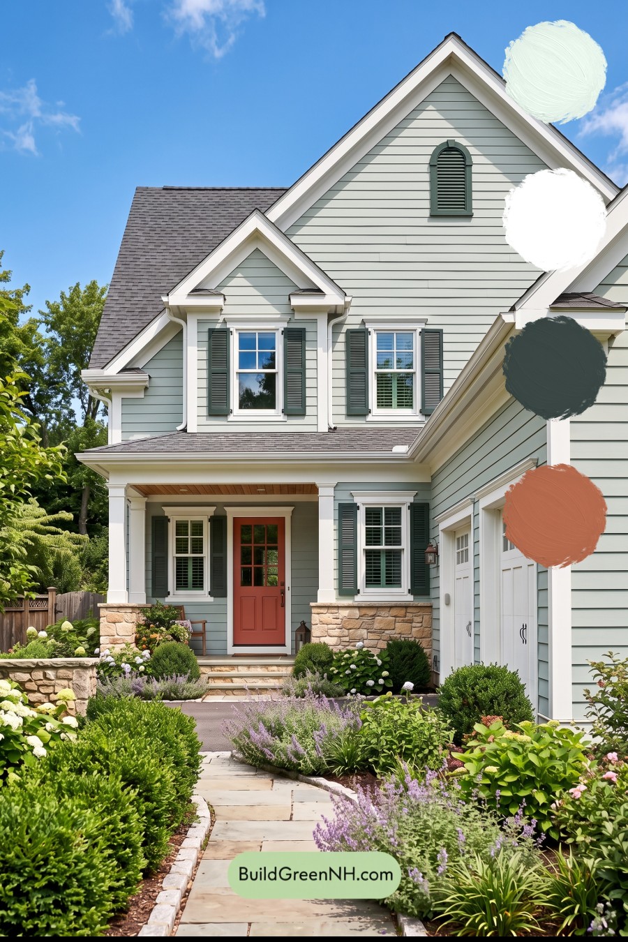 Exterior Color Scheme with Stone Accents: Juniper Porchlight