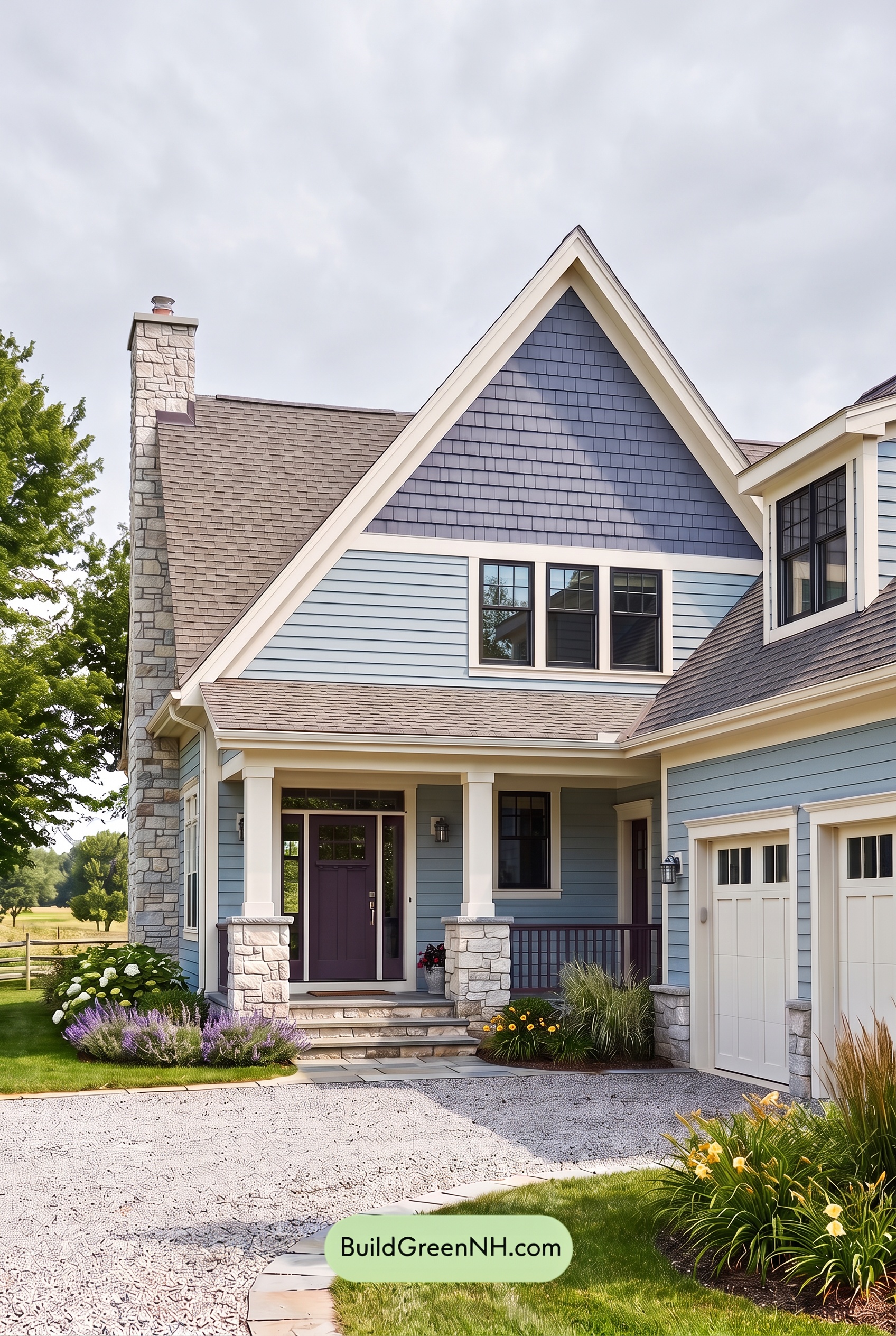 Exterior Color Scheme with Stone Accents: Meadow Bell Welcome - Overcast