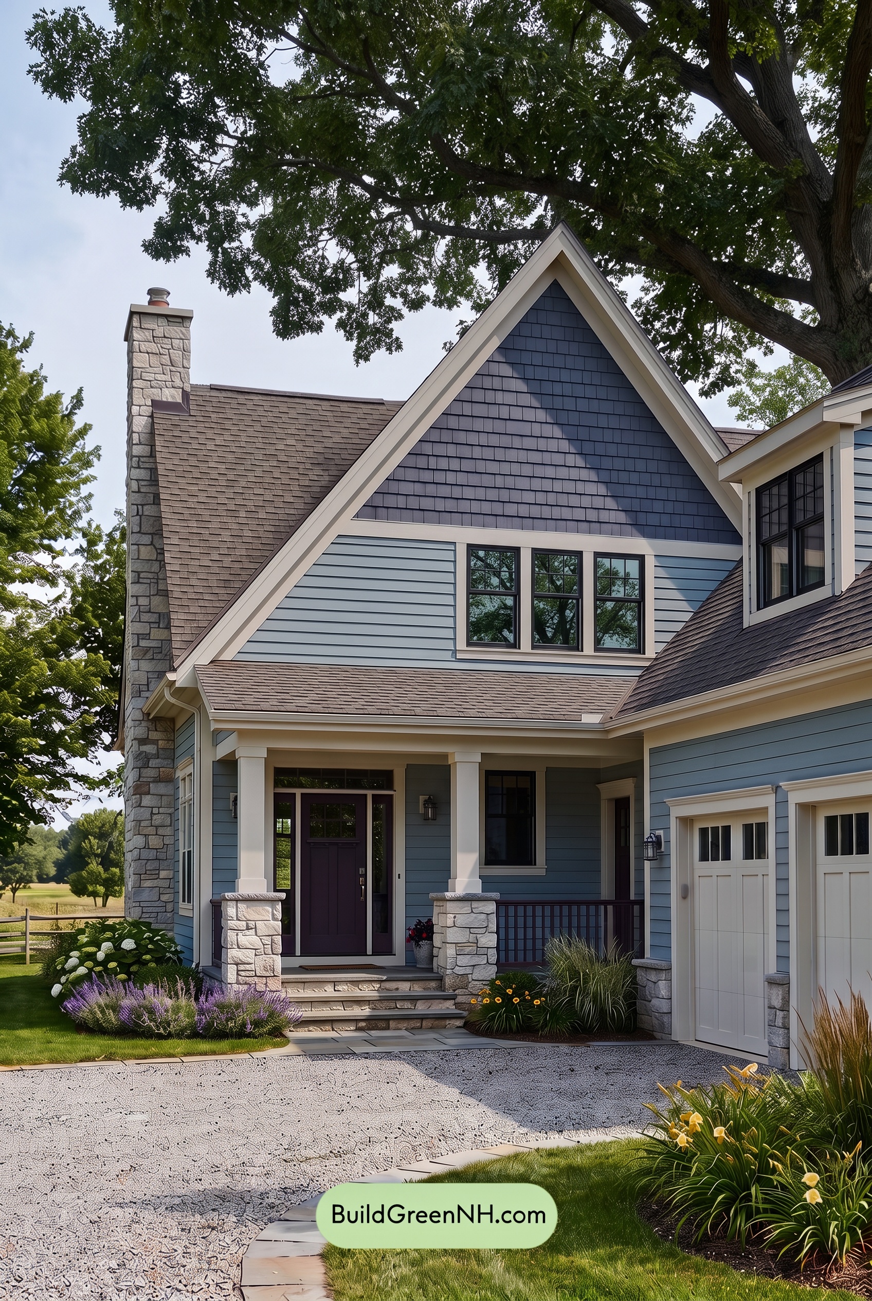 Exterior Color Scheme with Stone Accents: Meadow Bell Welcome - Shade