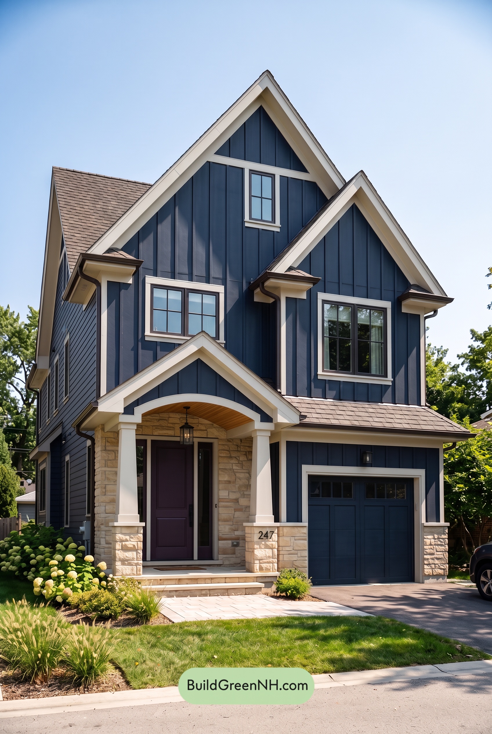 Exterior Color Scheme with Stone Accents: Midnight Sandstone Poise