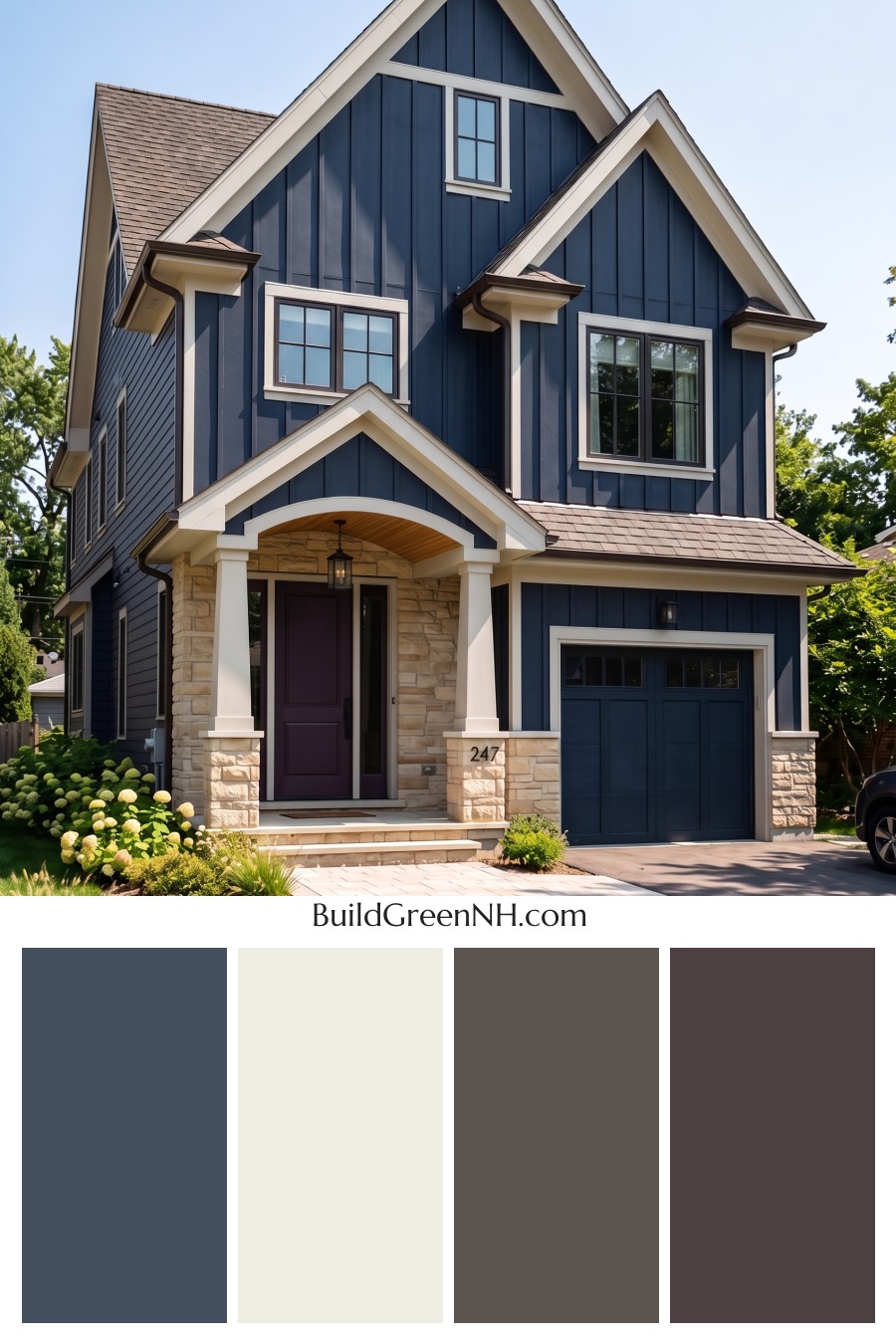 Exterior Color Scheme with Stone Accents: Midnight Sandstone Poise