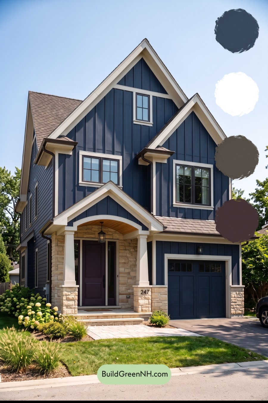 Exterior Color Scheme with Stone Accents: Midnight Sandstone Poise
