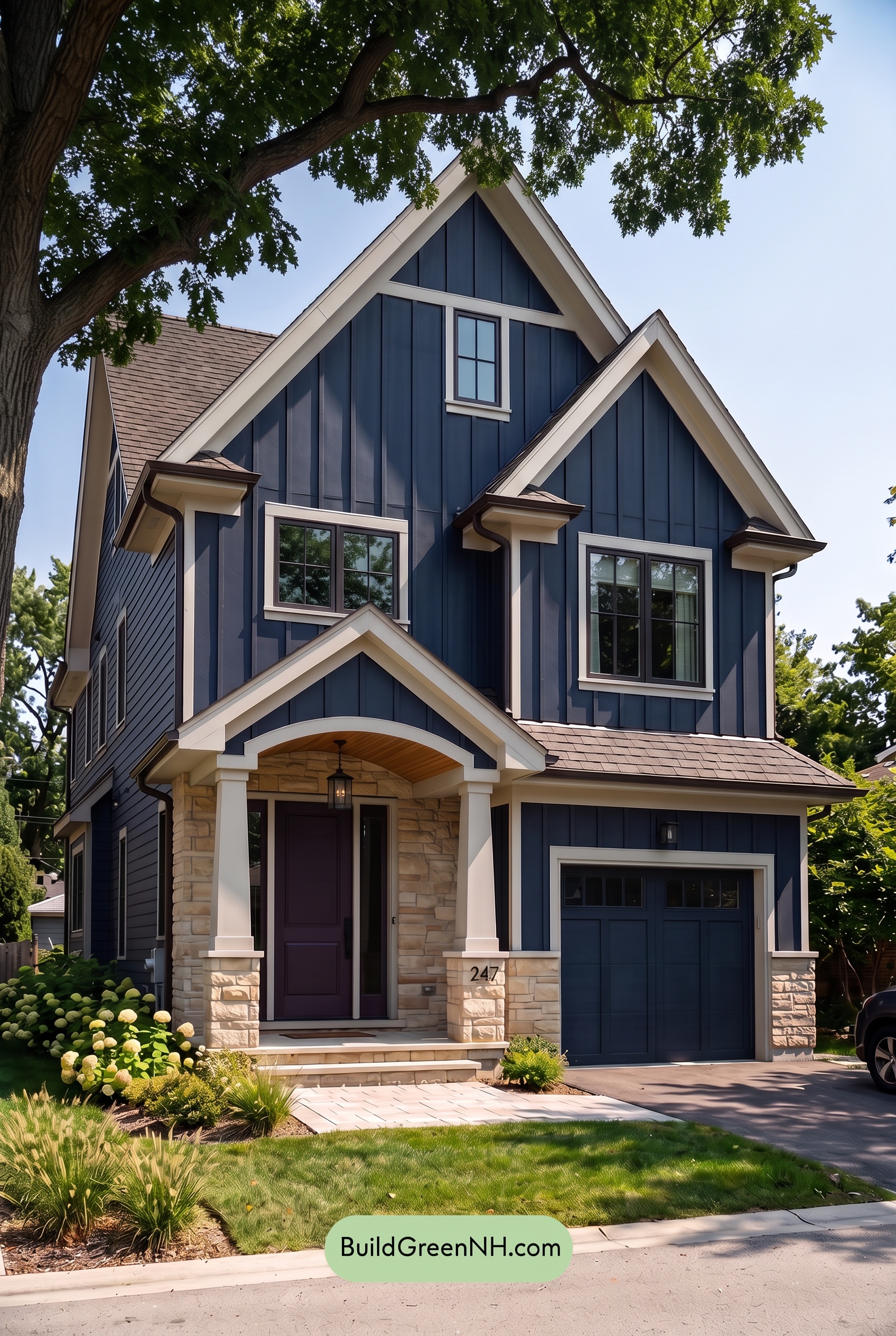 Exterior Color Scheme with Stone Accents: Midnight Sandstone Poise - Shade
