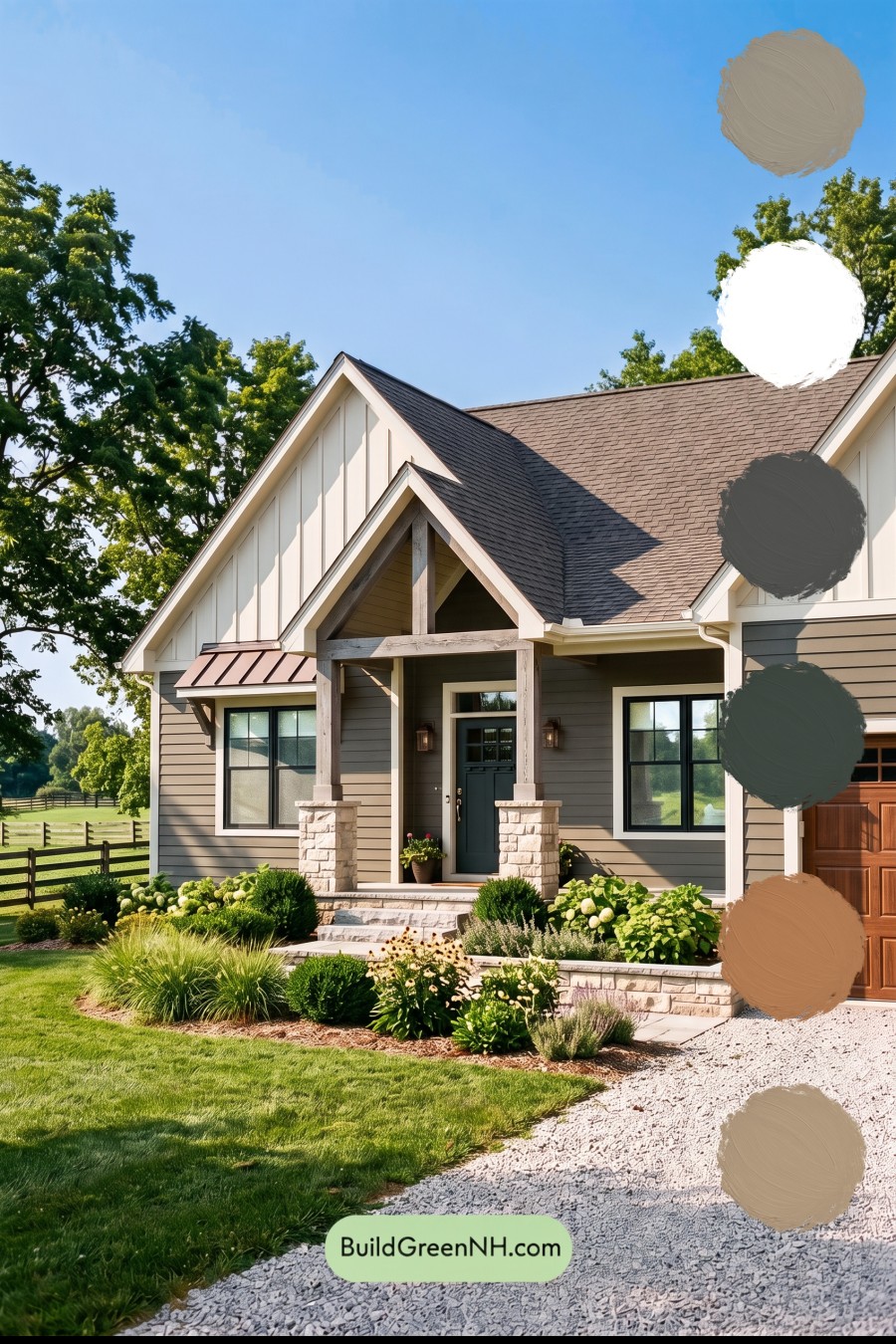 Exterior Color Scheme with Stone Accents: Olive Hearth Calm