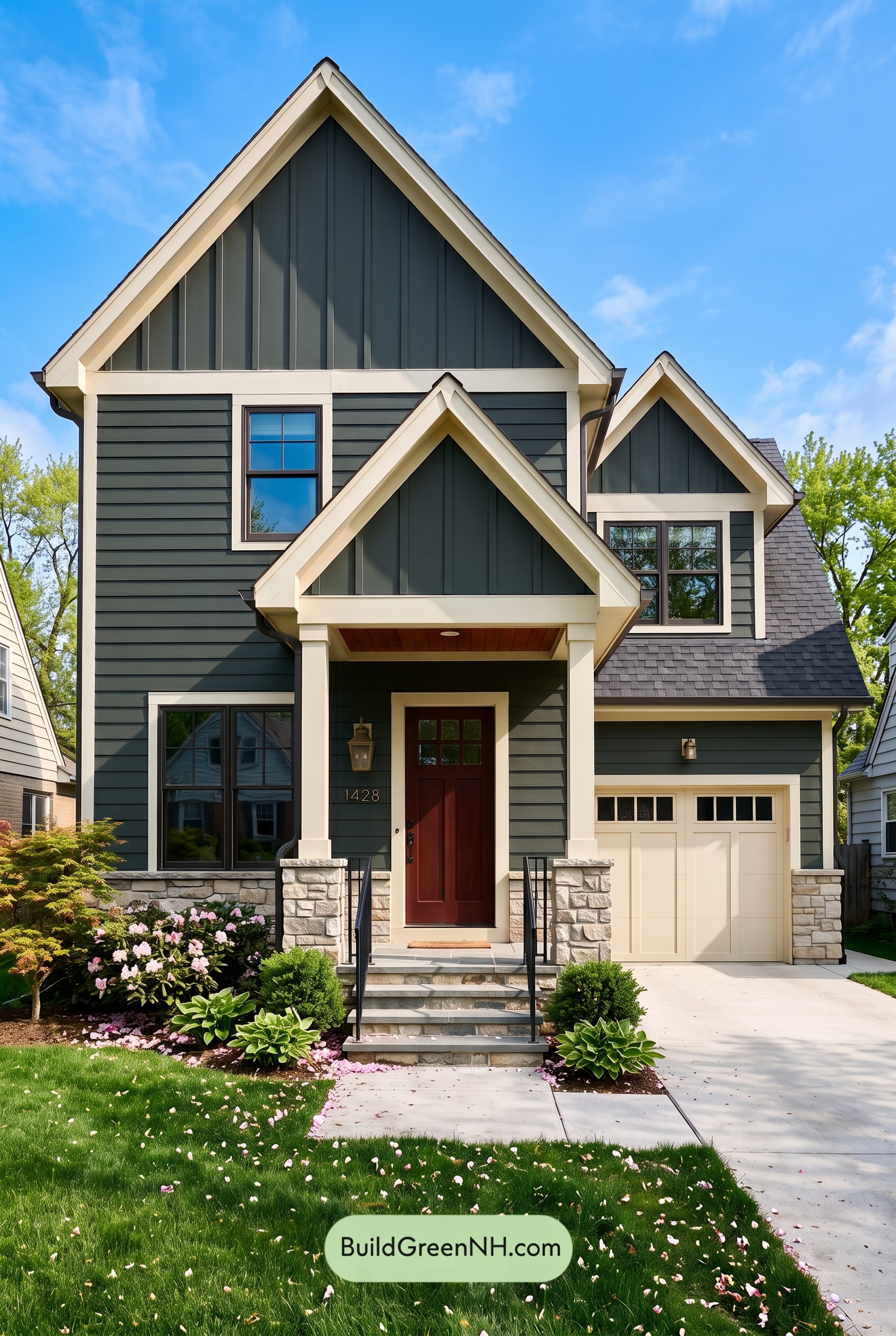 Exterior Color Scheme with Stone Accents: Pine Brass Threshold