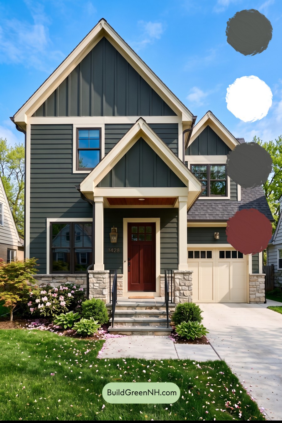 Exterior Color Scheme with Stone Accents: Pine Brass Threshold