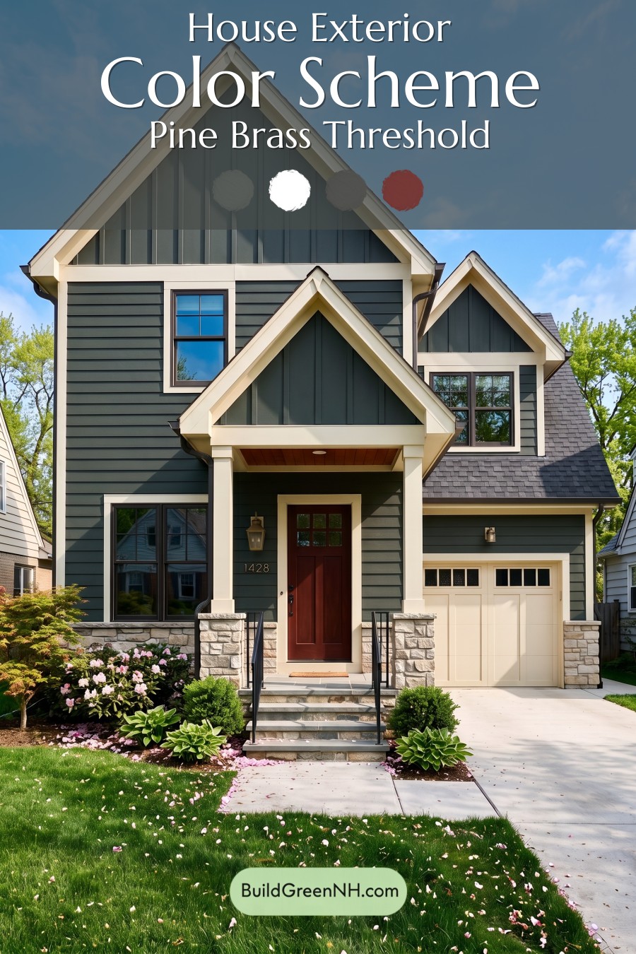 Exterior Color Scheme with Stone Accents: Pine Brass Threshold