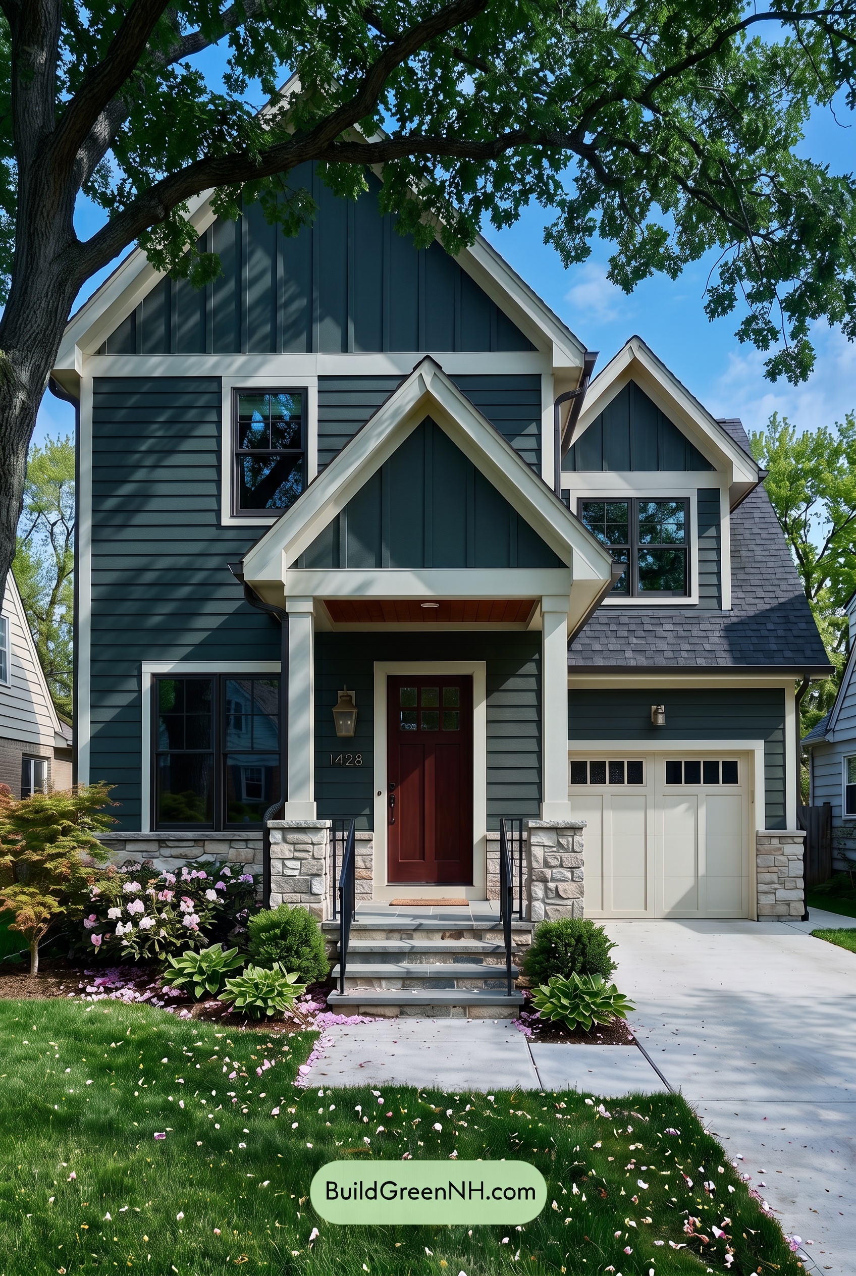 Exterior Color Scheme with Stone Accents: Pine Brass Threshold - Shade
