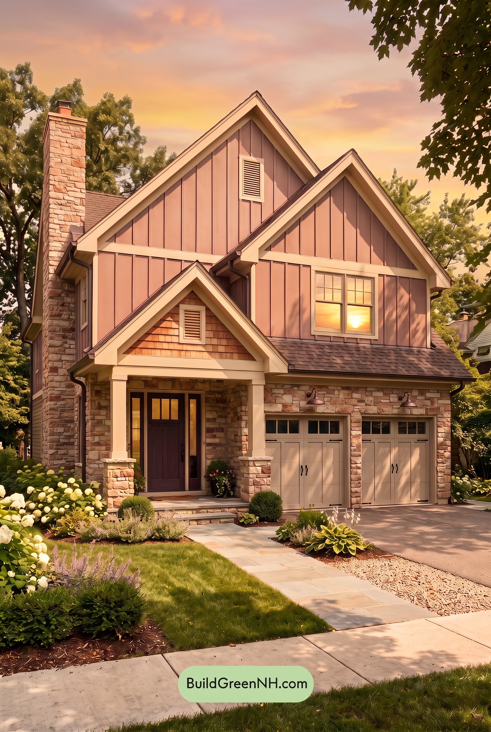 Exterior Color Scheme with Stone Accents: Sienna Stone Grace - Golden Hour