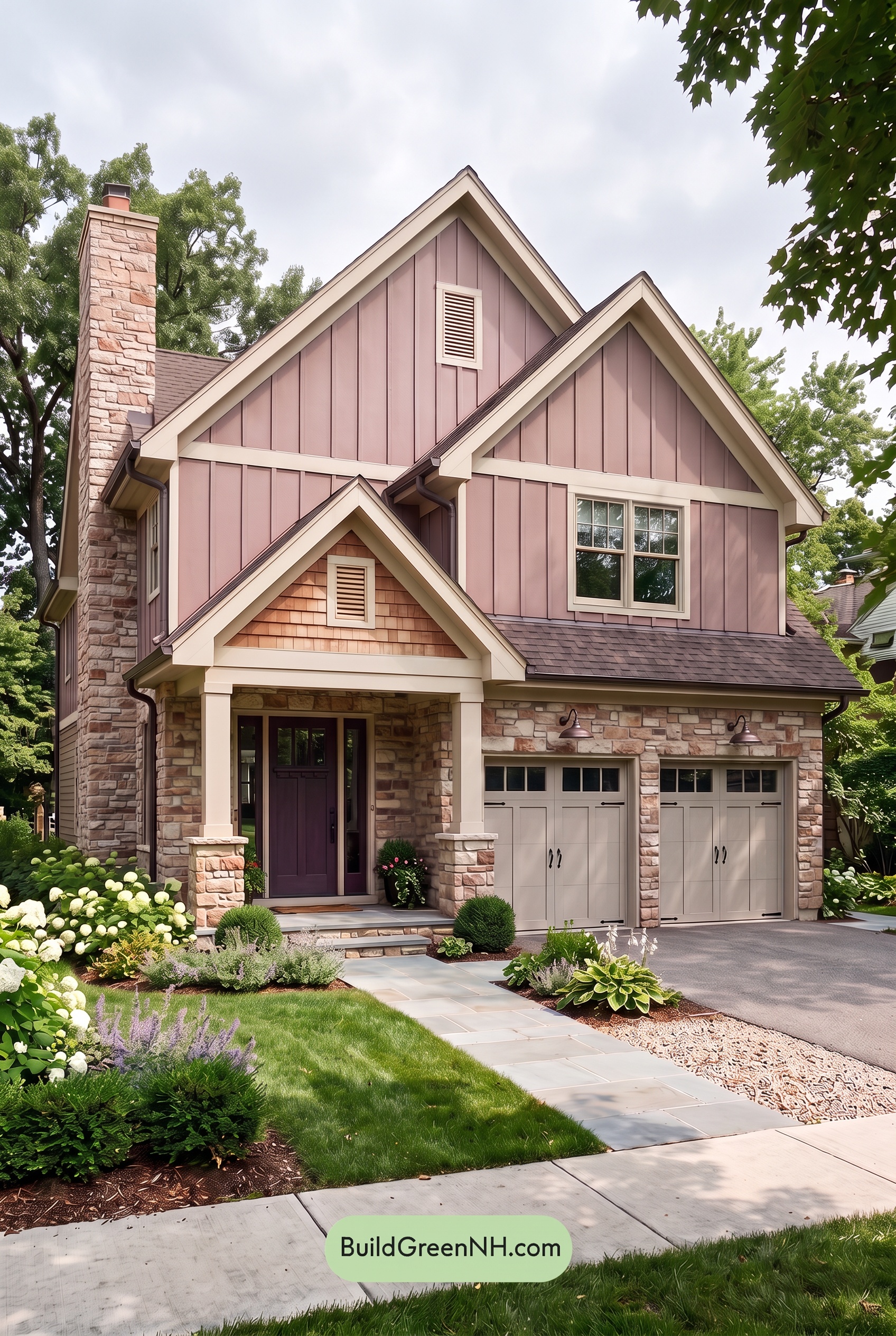Exterior Color Scheme with Stone Accents: Sienna Stone Grace - Overcast