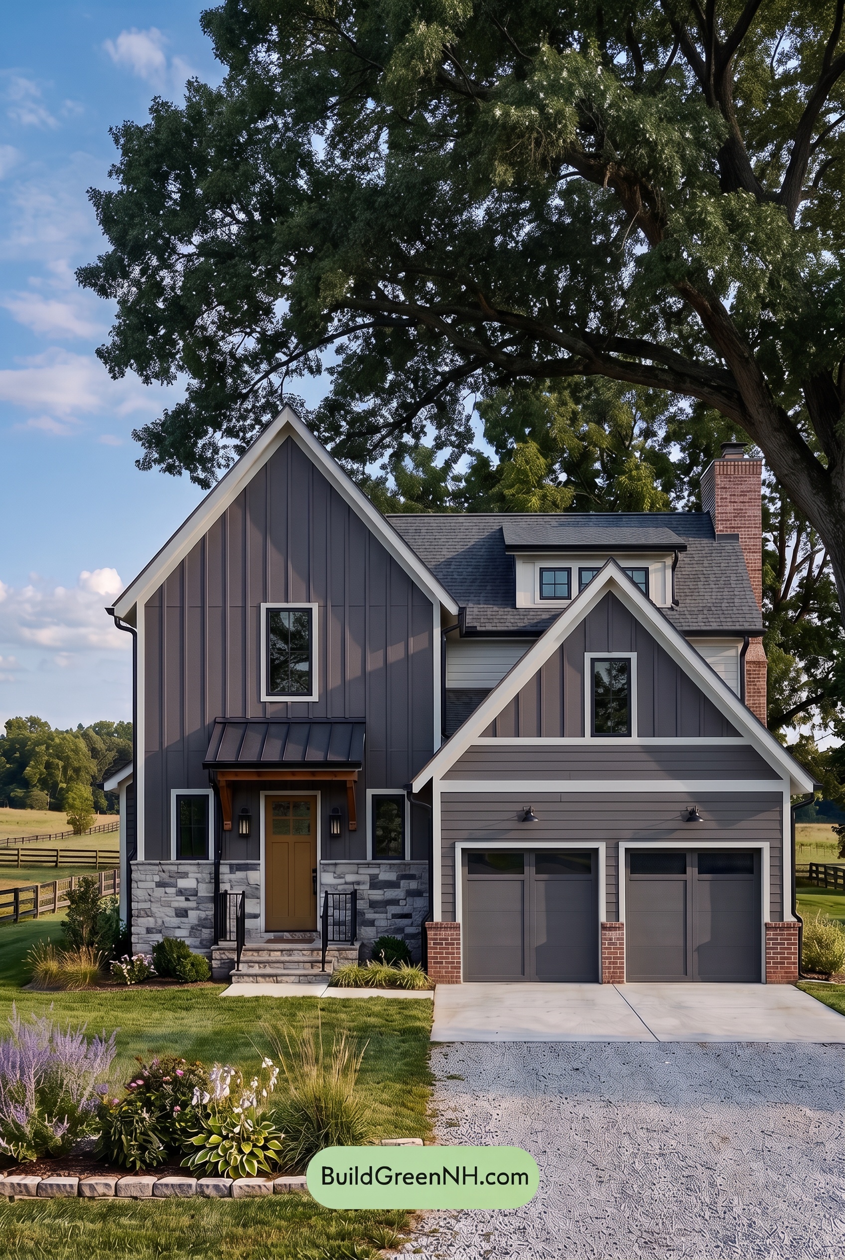 Exterior Color Scheme with Stone Accents: Velvet Iron Haven - Shade