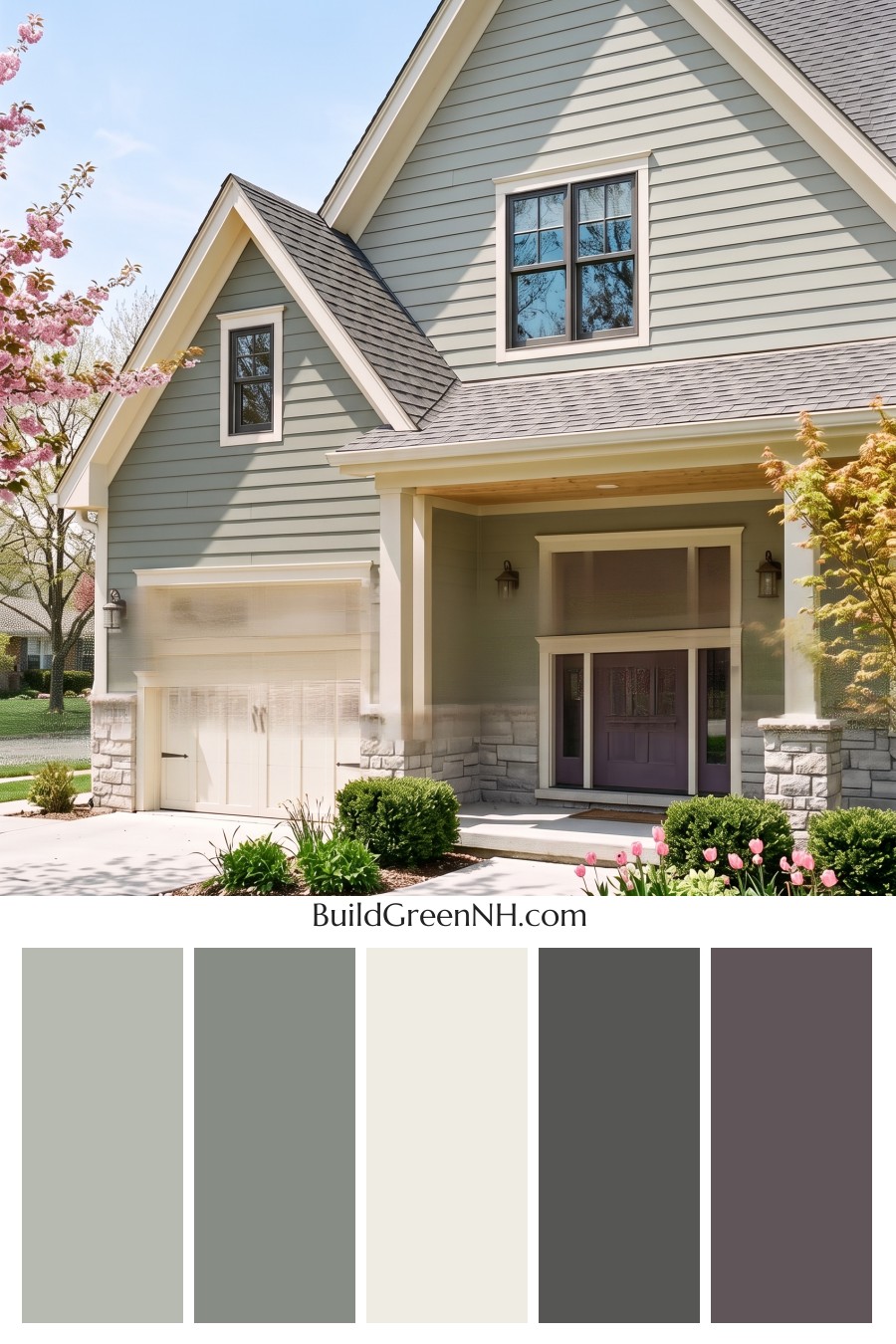 Exterior Color Scheme with Stone Accents: Willow Quartz Porch