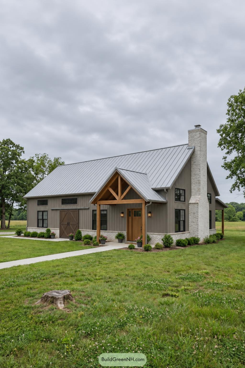 Grey Barndominium Exterior Color Scheme: Silver Gable Prairie Barndo - Overcast