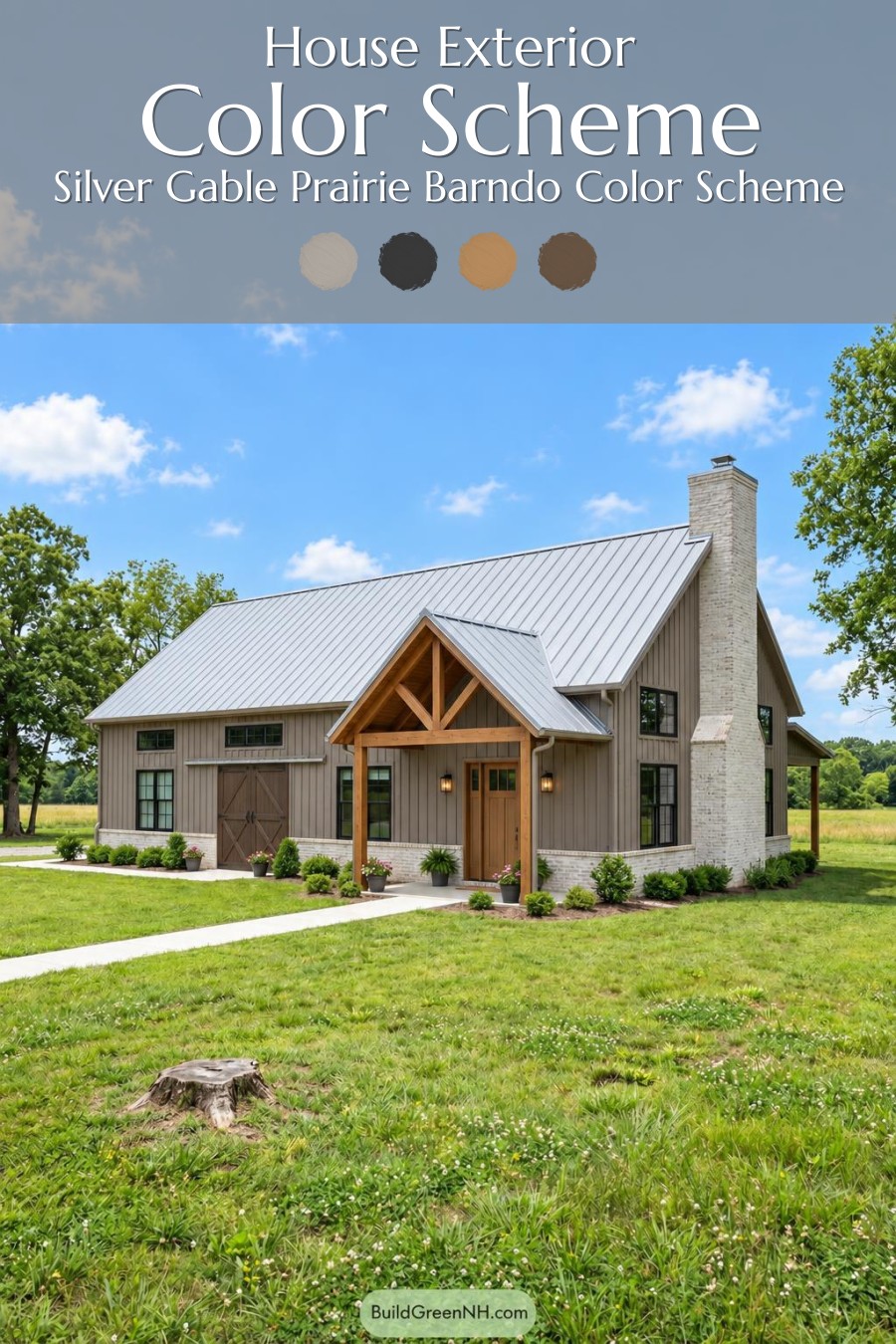 Grey Barndominium Exterior Color Scheme: Silver Gable Prairie Barndo