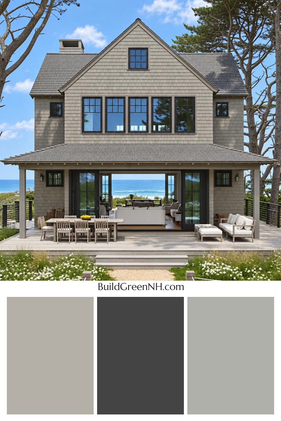 Grey Traditional House Exterior Color Scheme: Grey Cozy Cove Cabin