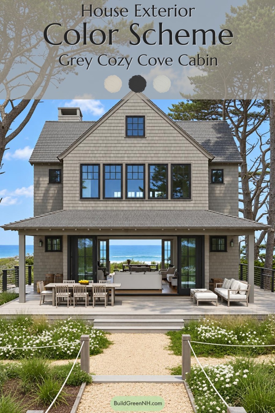 Grey Traditional House Exterior Color Scheme: Grey Cozy Cove Cabin