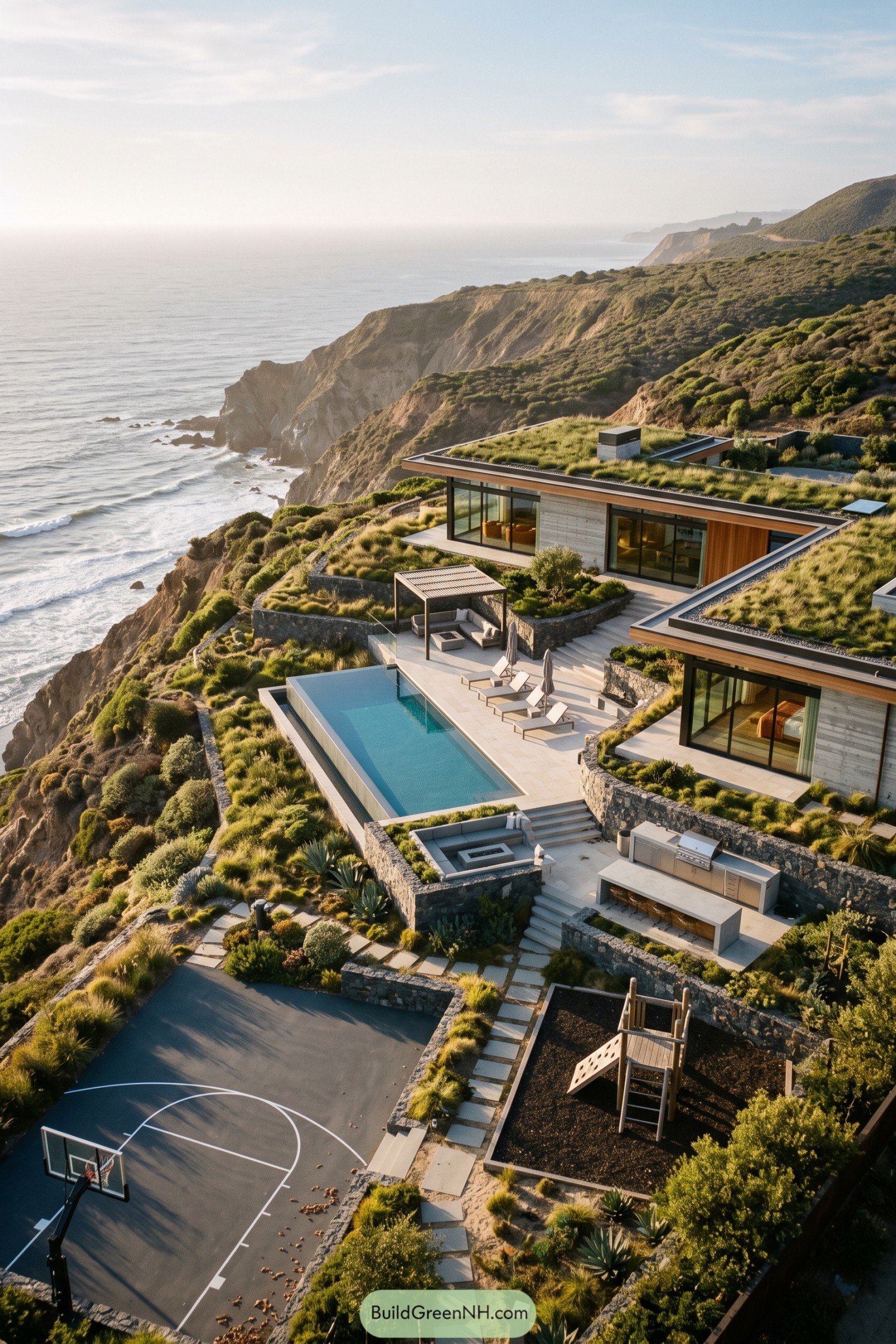 Modern cliffside home with infinity pool terraces and outdoor living spaces