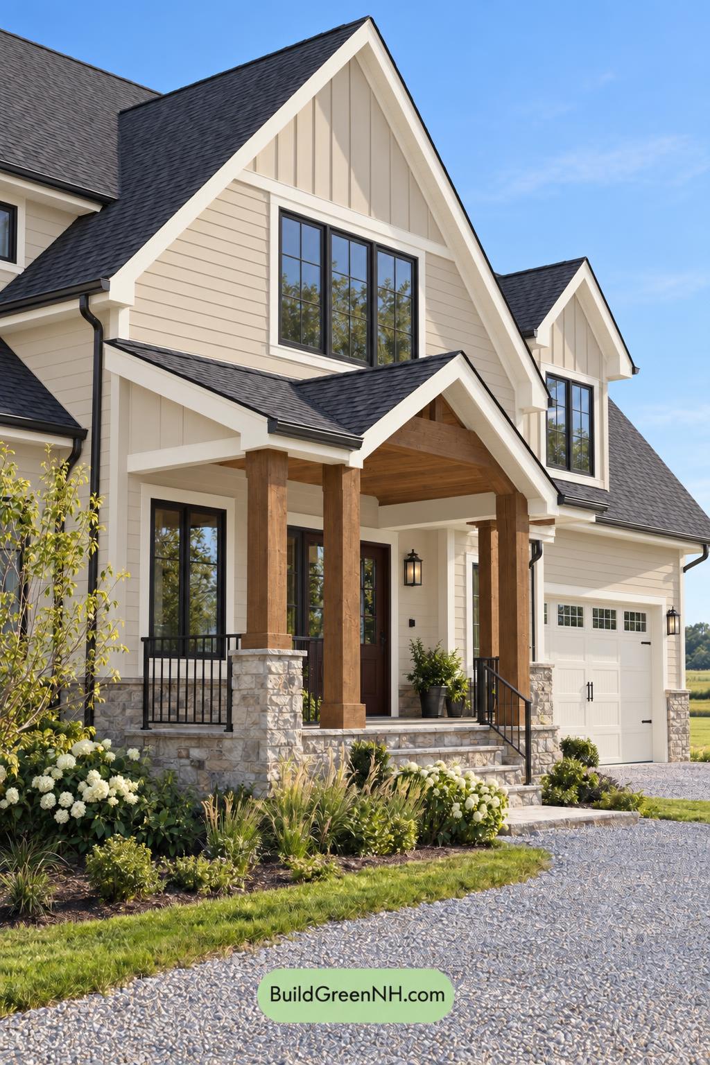 Wood and White House Exterior Color Scheme: Alabaster Umber