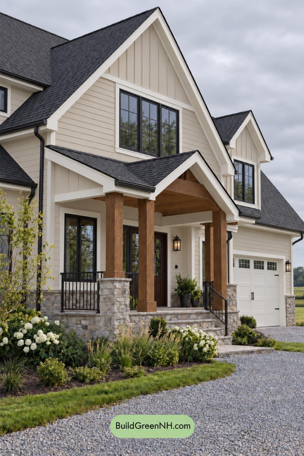 Wood and White House Exterior Color Scheme: Alabaster Umber - Overcast