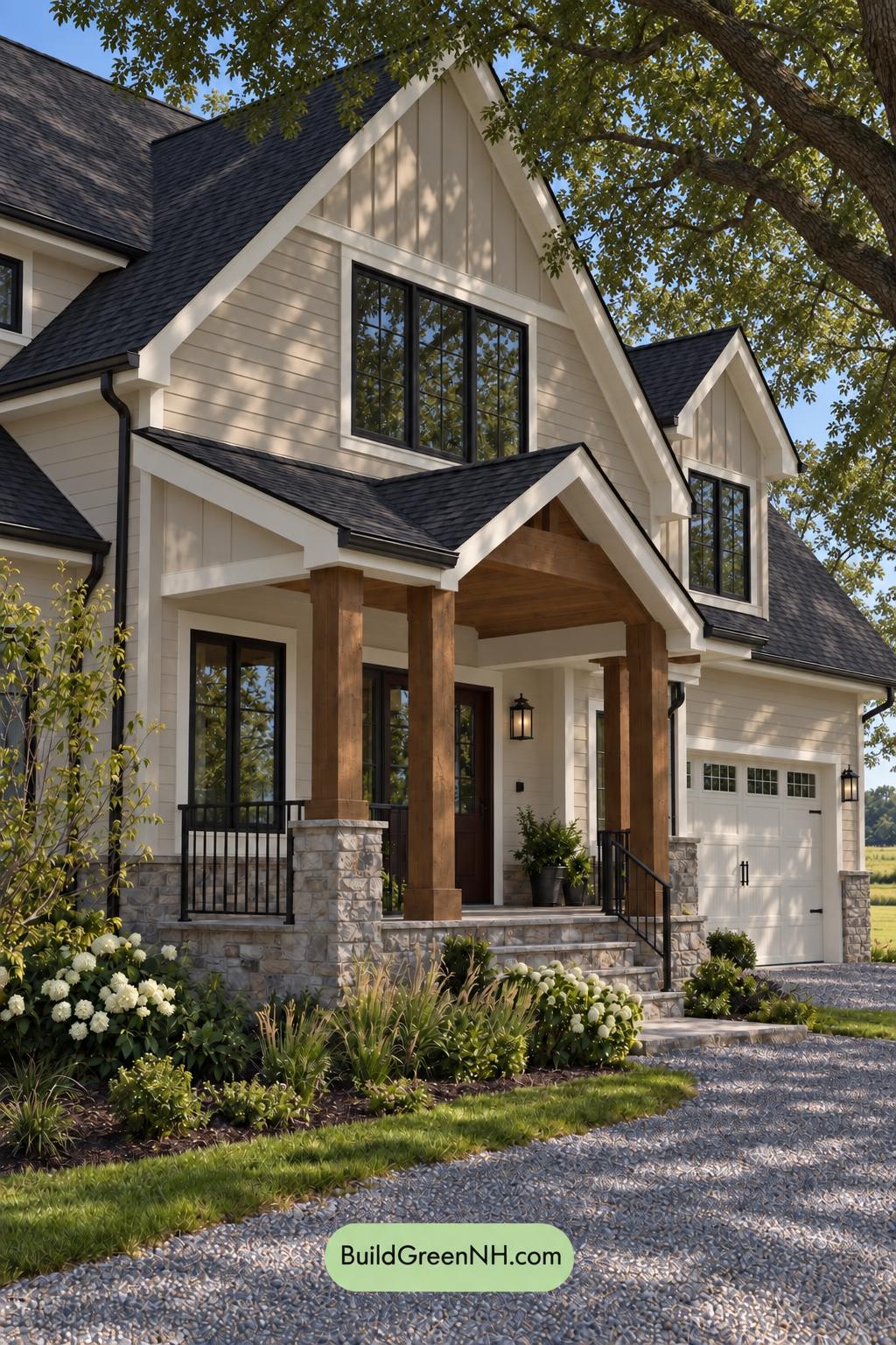 Wood and White House Exterior Color Scheme: Alabaster Umber - Shade