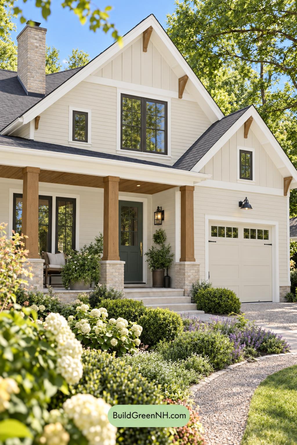Wood and White House Exterior Color Scheme: Chalkwood Juniper