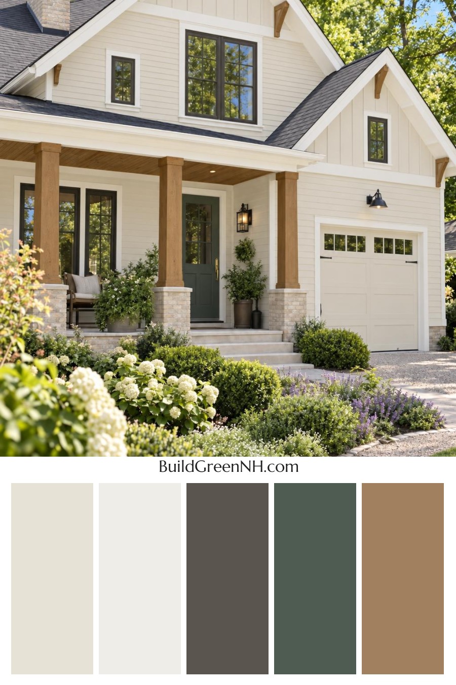 Wood and White House Exterior Color Scheme: Chalkwood Juniper