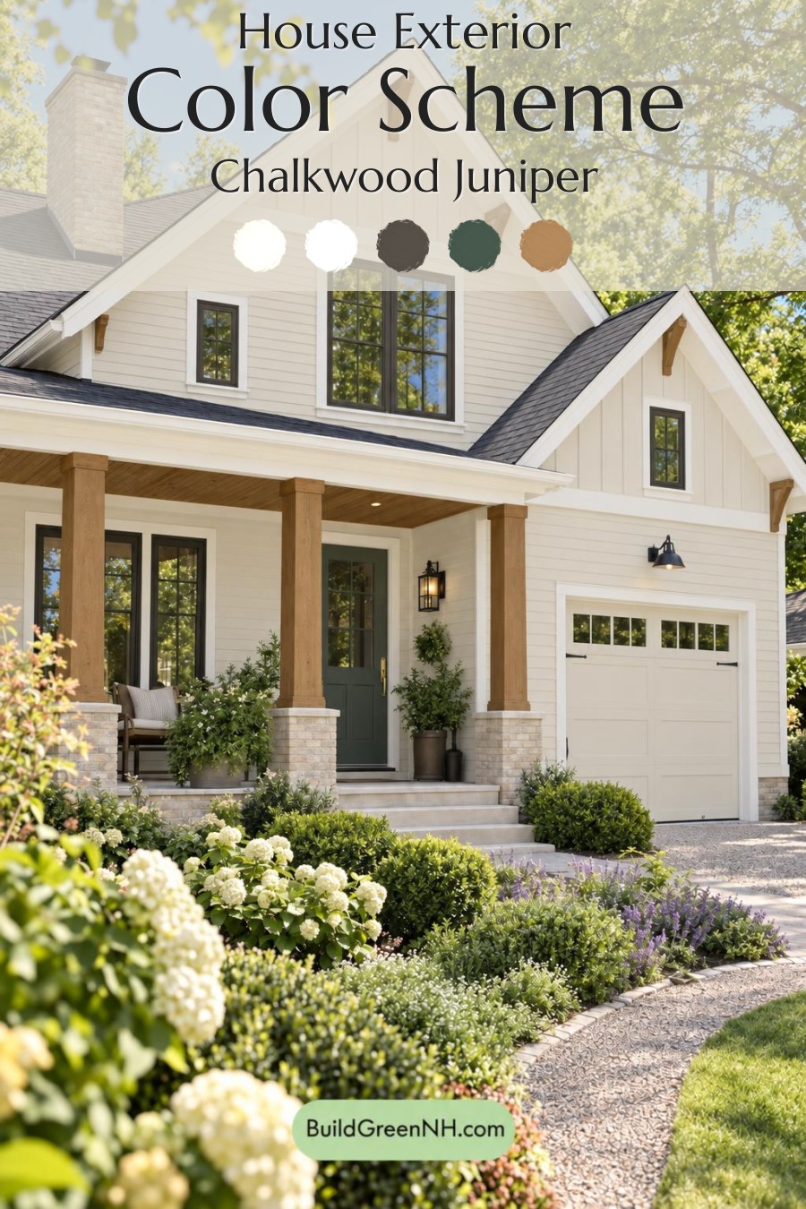 Wood and White House Exterior Color Scheme: Chalkwood Juniper
