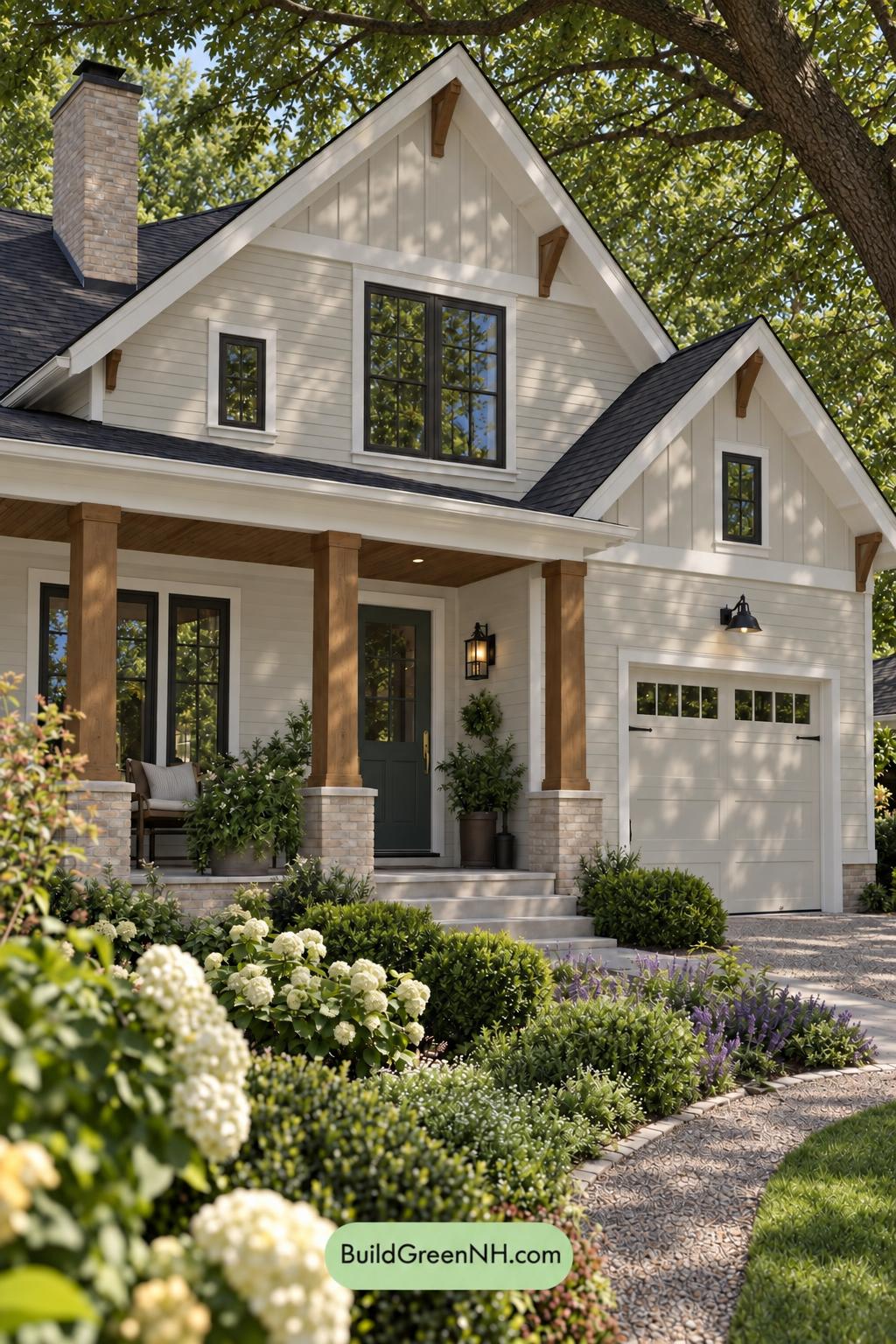 Wood and White House Exterior Color Scheme: Chalkwood Juniper - Shade