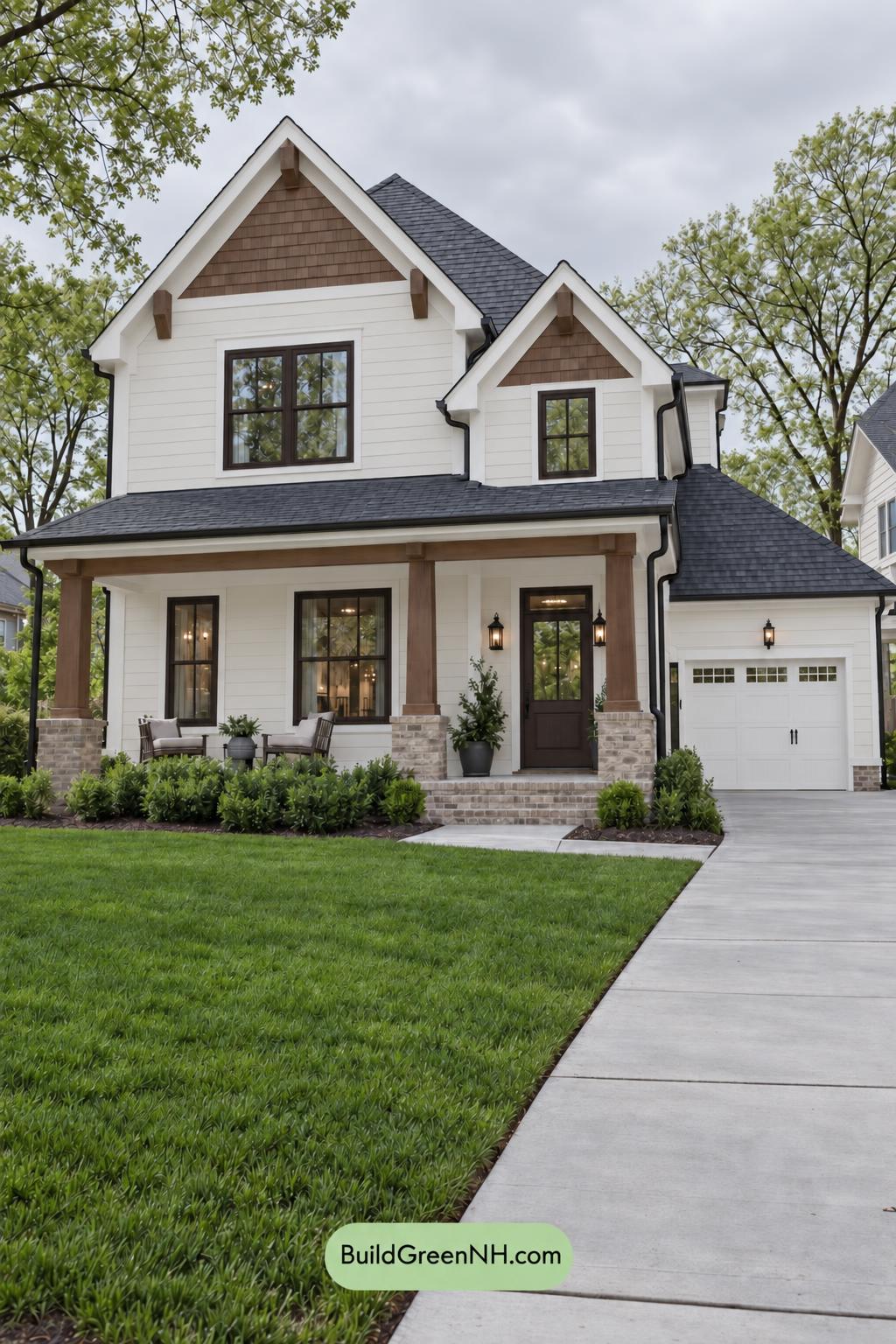 Wood and White House Exterior Color Scheme: Copperwood Poise - Overcast