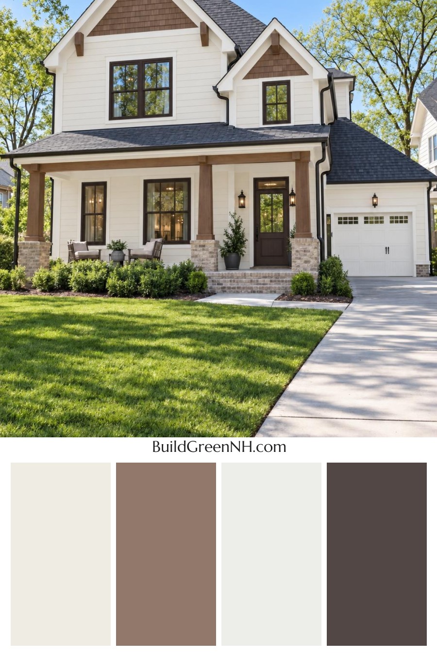 Wood and White House Exterior Color Scheme: Copperwood Poise