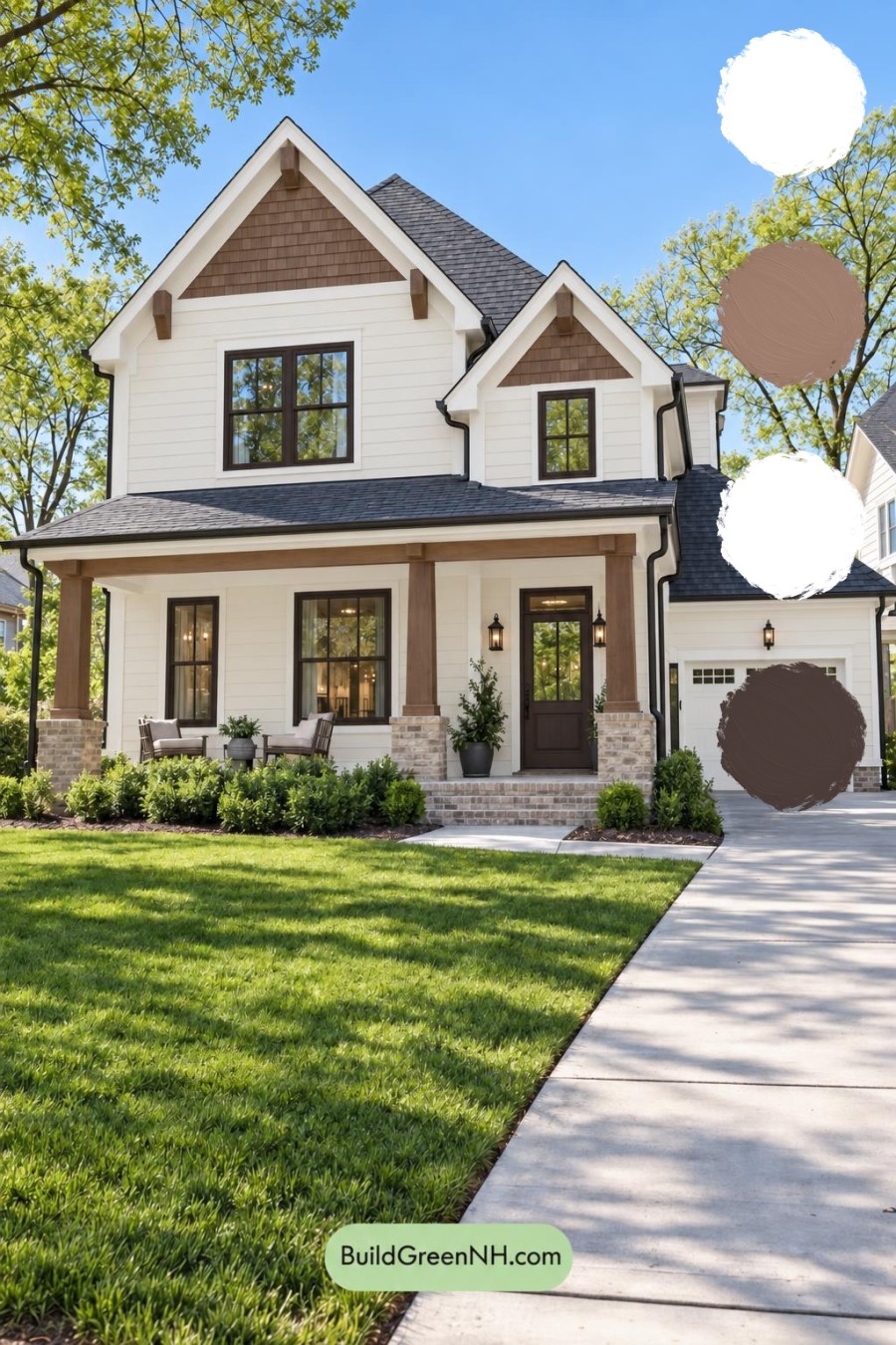 Wood and White House Exterior Color Scheme: Copperwood Poise