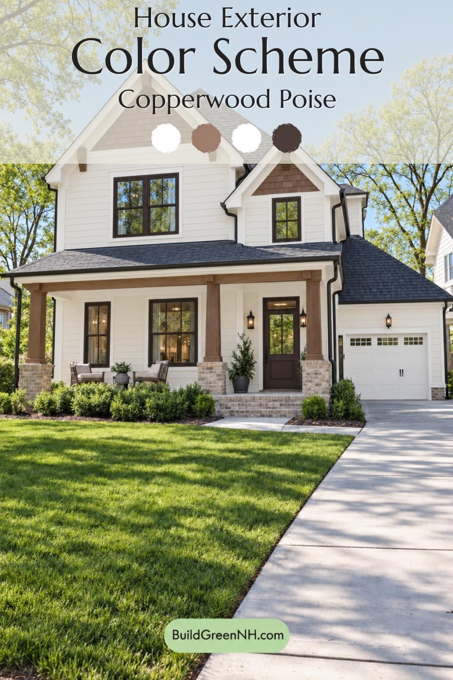 Wood and White House Exterior Color Scheme: Copperwood Poise
