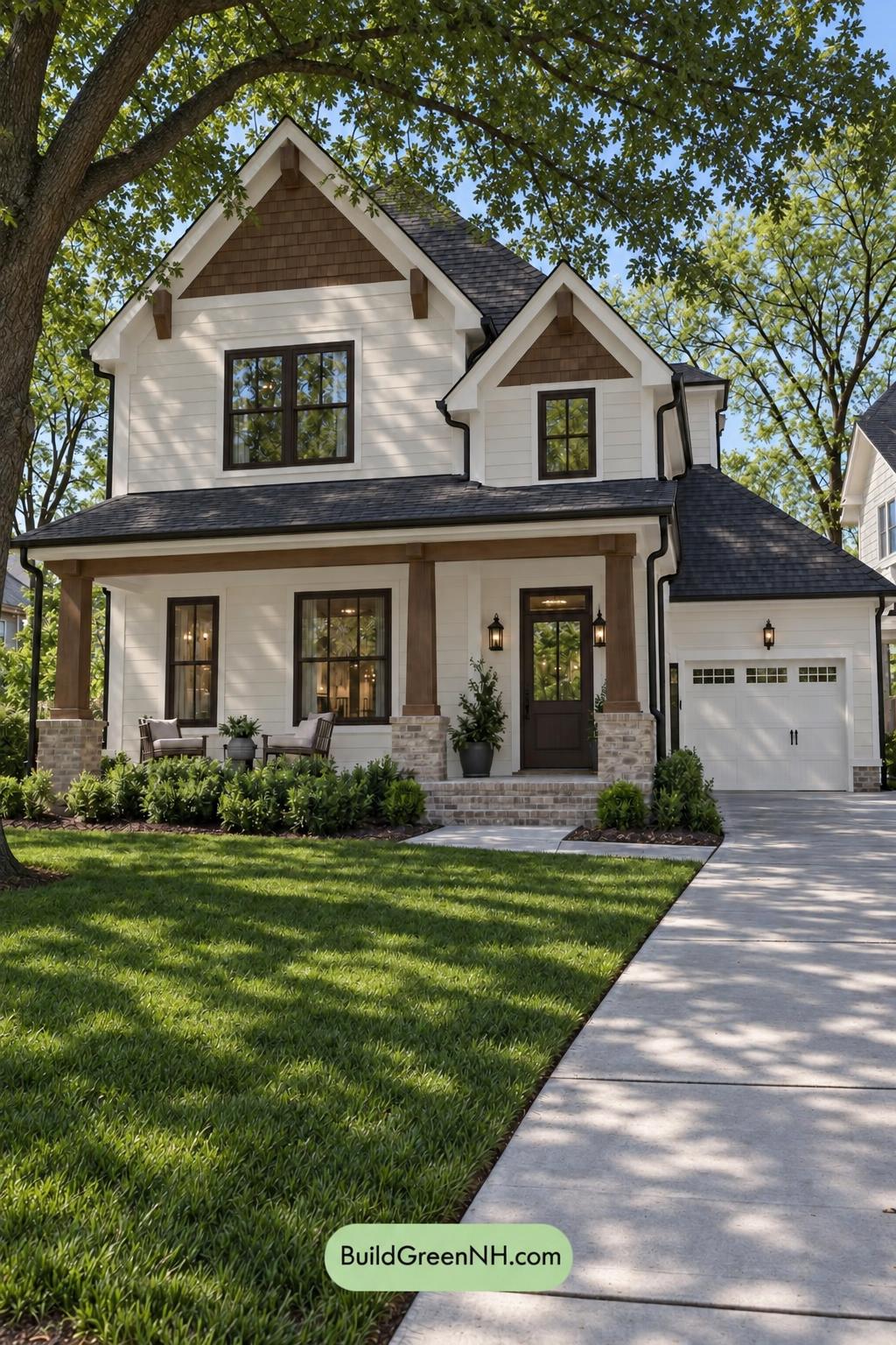 Wood and White House Exterior Color Scheme: Copperwood Poise - Shade