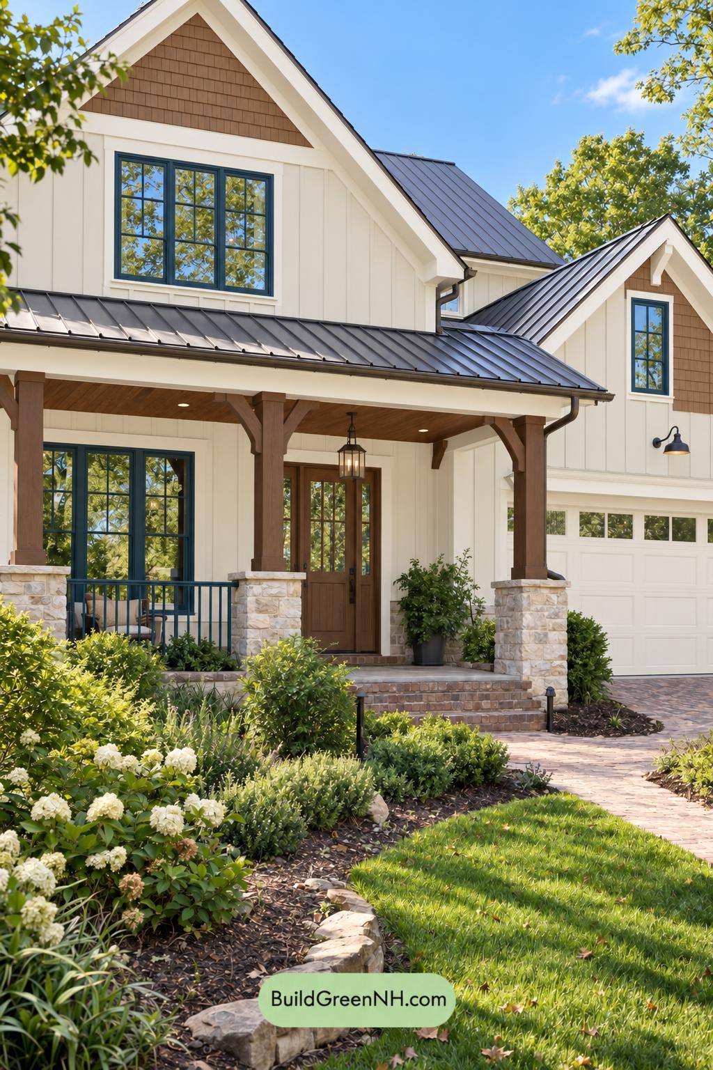 Wood and White House Exterior Color Scheme: Hearthline Grace