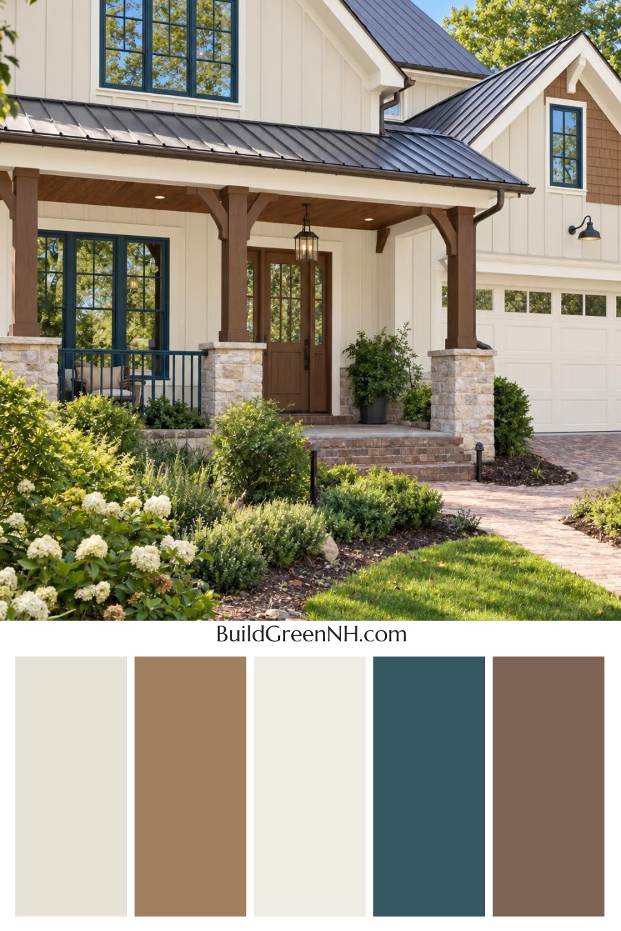 Wood and White House Exterior Color Scheme: Hearthline Grace