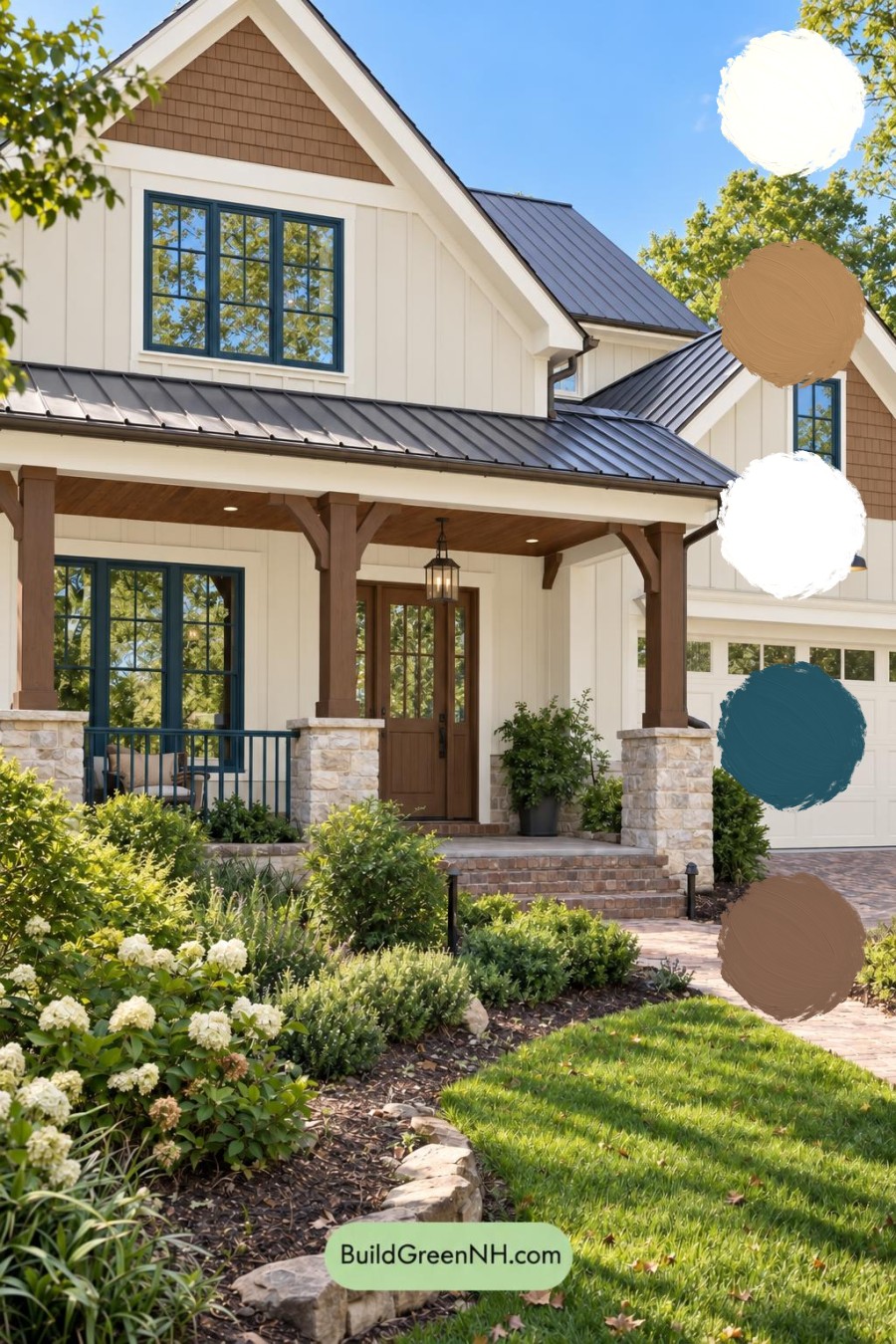 Wood and White House Exterior Color Scheme: Hearthline Grace
