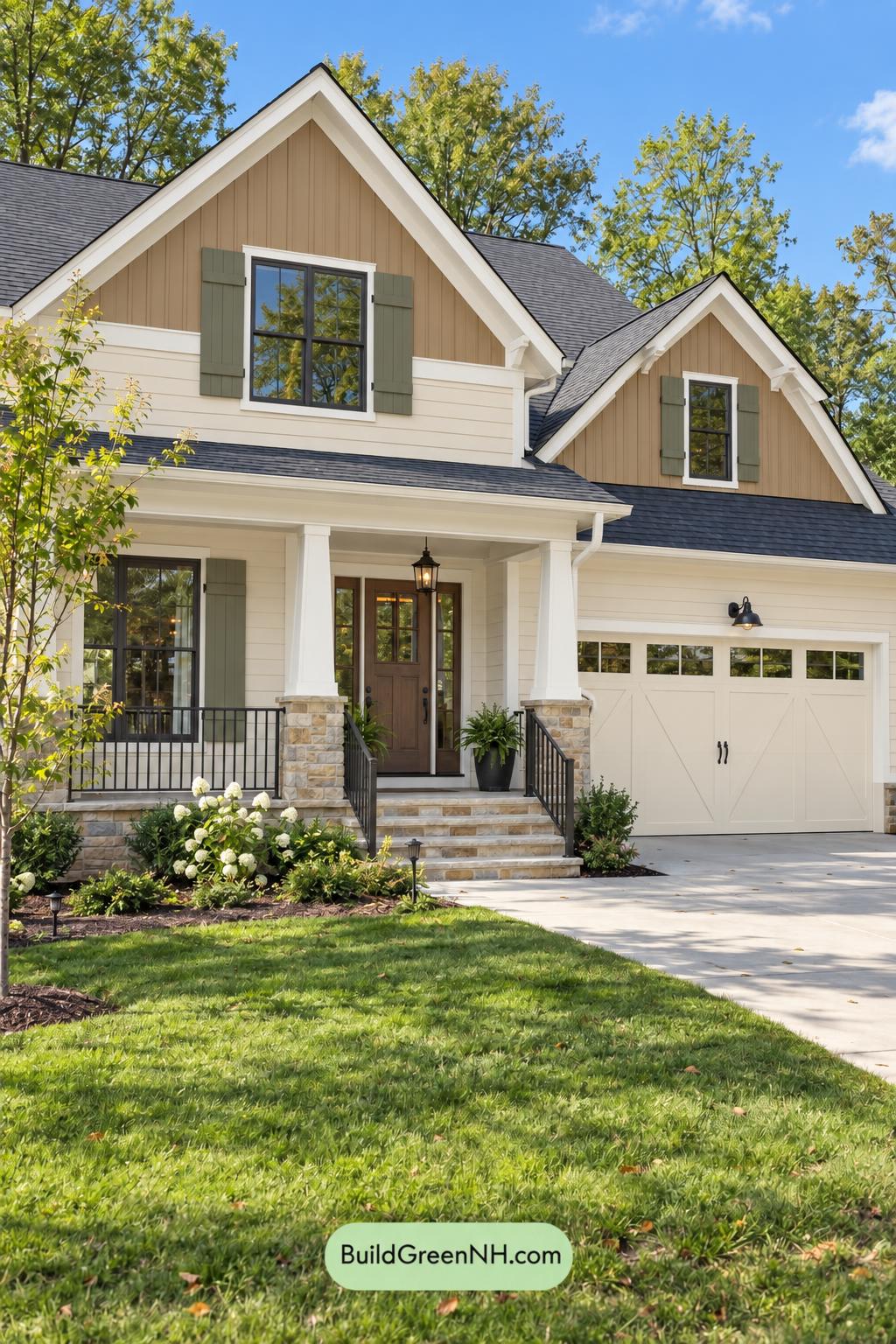 Wood and White House Exterior Color Scheme: Ivory Cedar Welcome