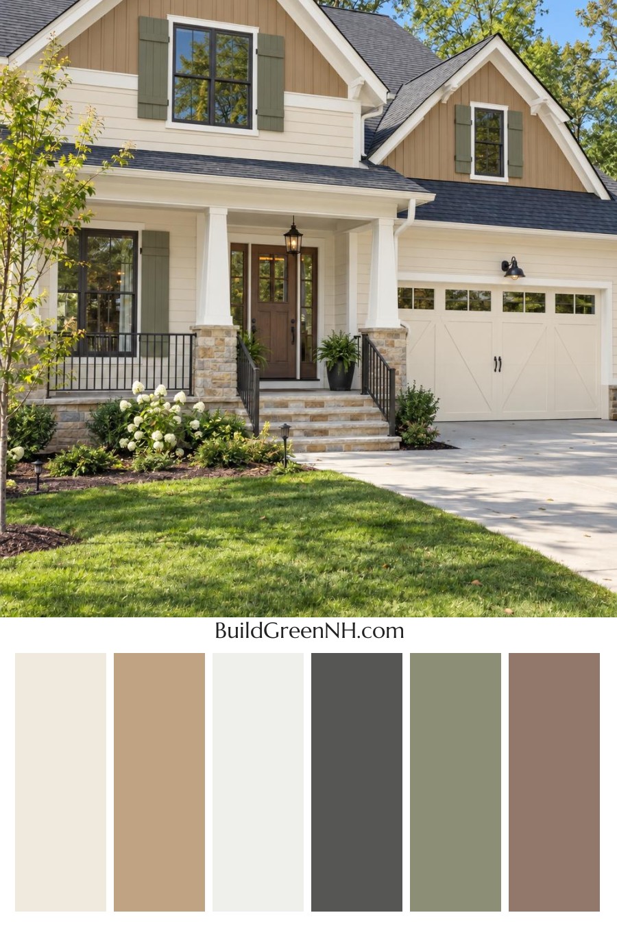 Wood and White House Exterior Color Scheme: Ivory Cedar Welcome