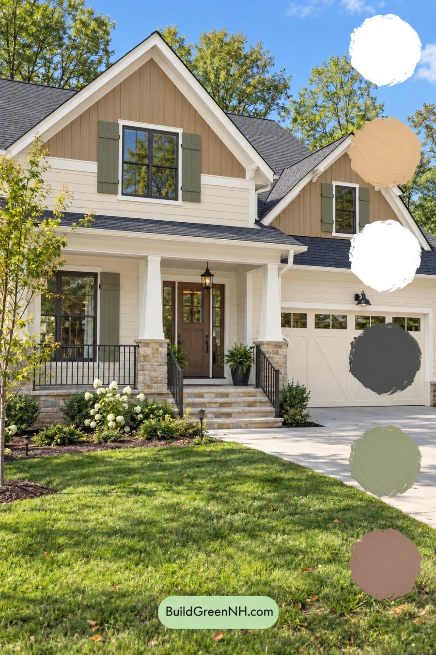 Wood and White House Exterior Color Scheme: Ivory Cedar Welcome