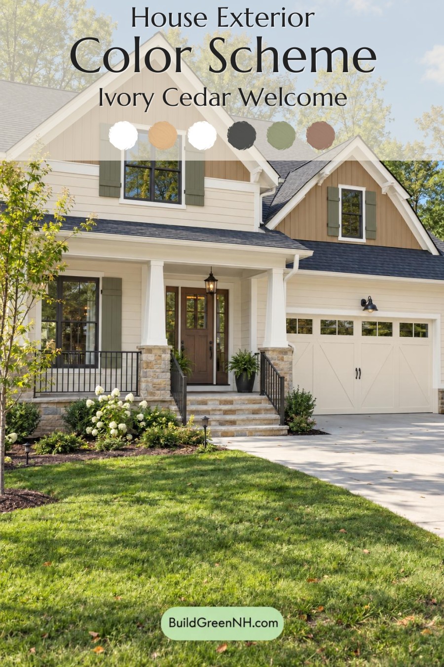 Wood and White House Exterior Color Scheme: Ivory Cedar Welcome